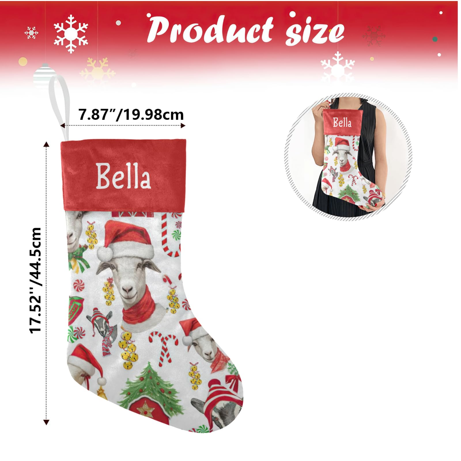 Personalized Christmas Stockings with Name - Custom Xmas Gift for Boys, Girls & Pets (17.52 x 7.87 Inch) - Holiday Decor for Fireplace, Bedroom & Christmas Tree    (Note: This optimized title includes:   1. SEO-friendly keywords like 