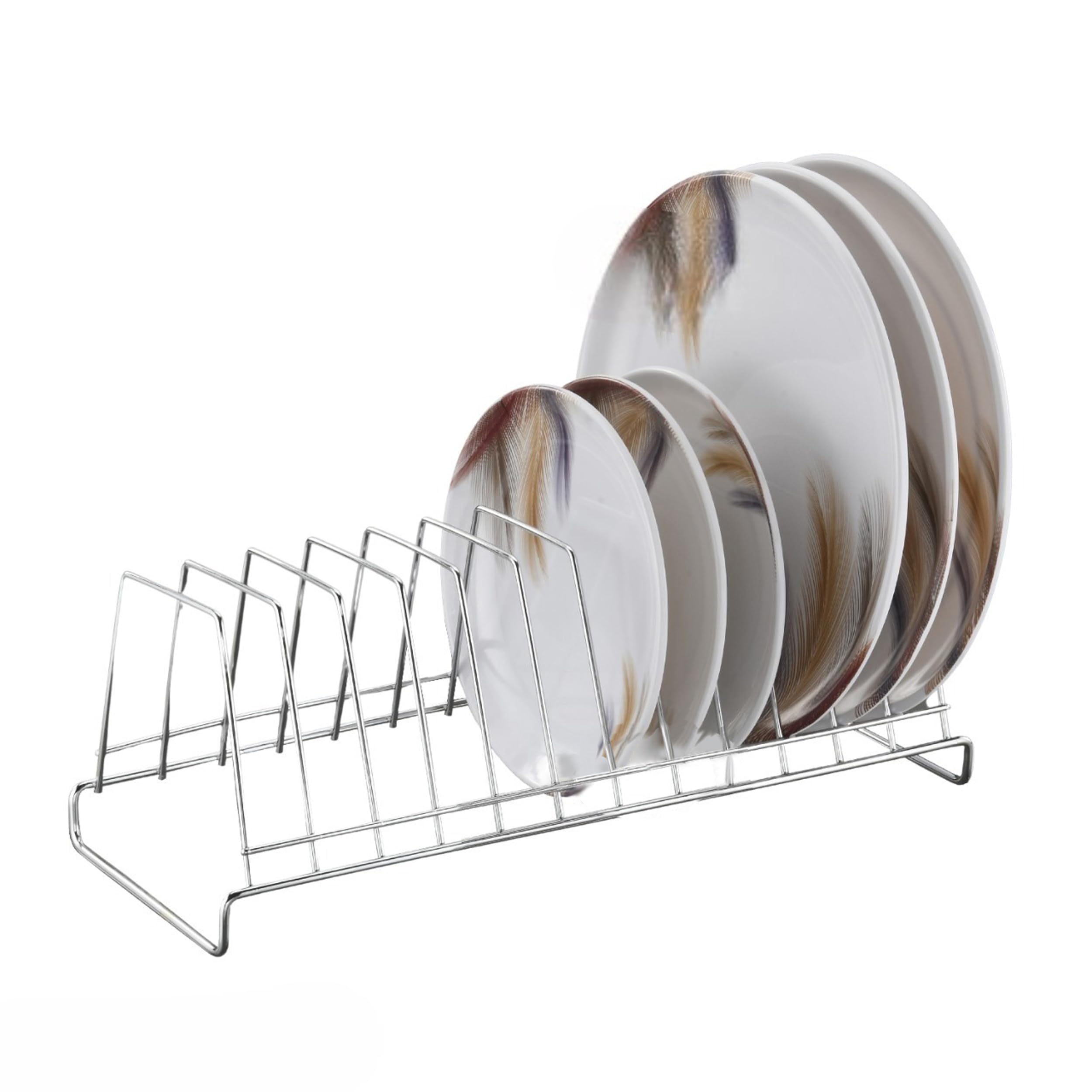 STANDIFY Stainless Steel Plate Stand - Dish Rack, Lid Holder & Kitchen Organizer for Countertop - Heavy Duty Large Kitchen Storage for Plates, Cutting Boards & Pans - Perfect for Restaurants, Home Kitchens & Small Spaces