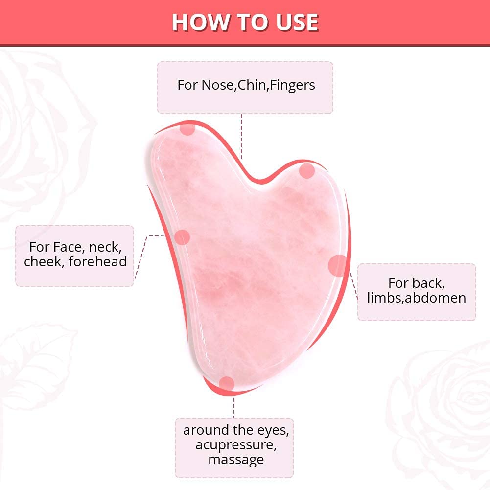 Rose Quartz Facial Roller & Gua Sha Set - Natural Jade Roller for Anti-Aging, Puffiness & Dark Circles - Face Massage Tool for Glowing Skin | Perfect for Morning Routine, Spa Day & Self-Care