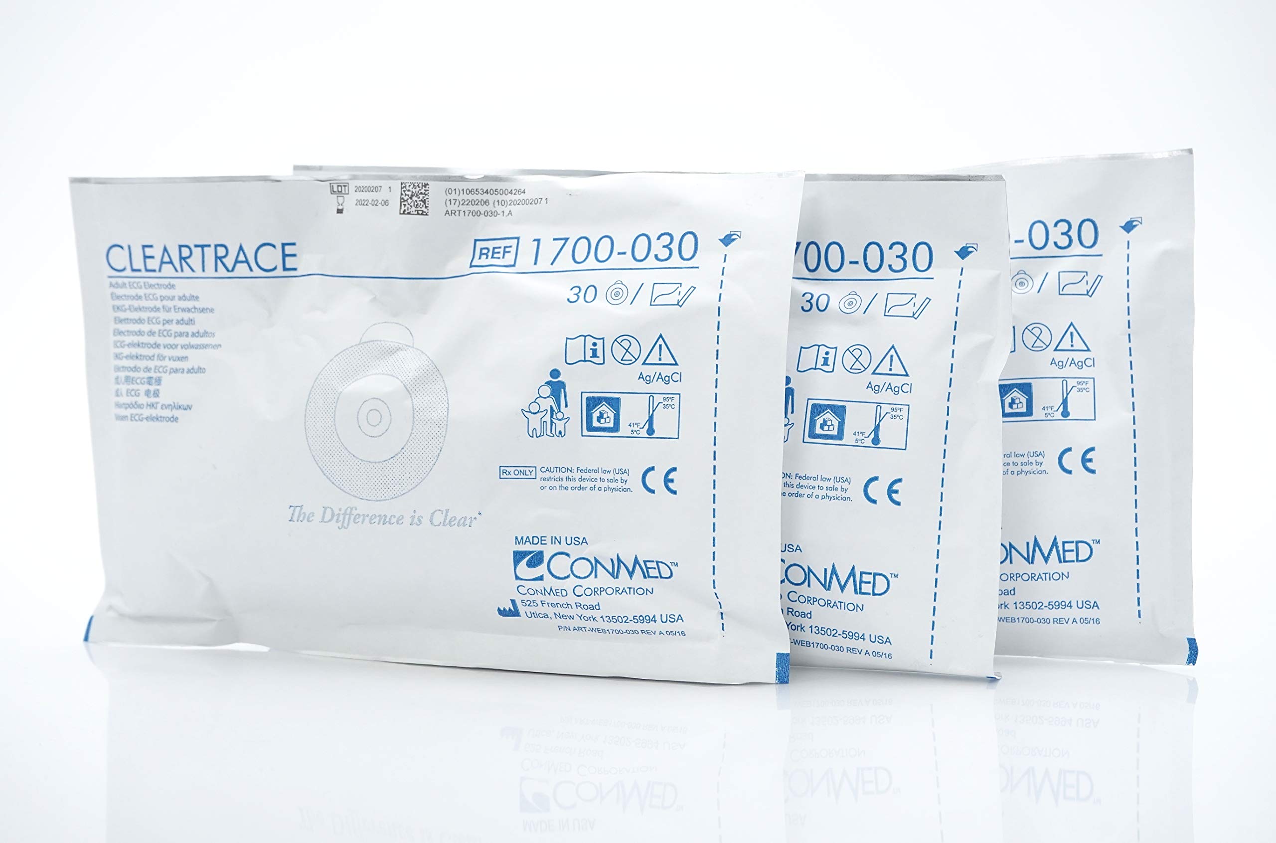 ConMed 1700-030 Cleartrace Adult ECG Electrodes - 600 Pack of General Purpose Medical Electrodes (20