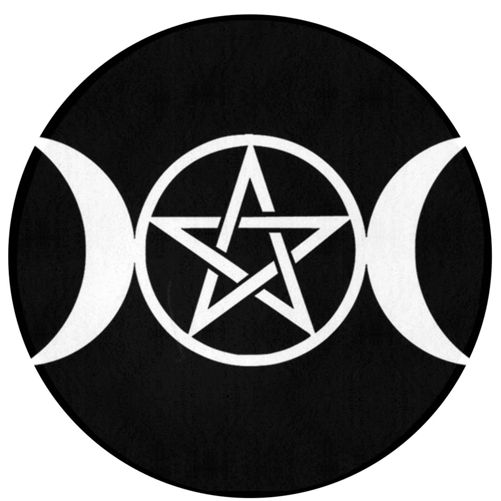 Triple Moon Goddess Wicca Rug - Non-Slip Pentacle Mat for Bedroom & Altar Decor