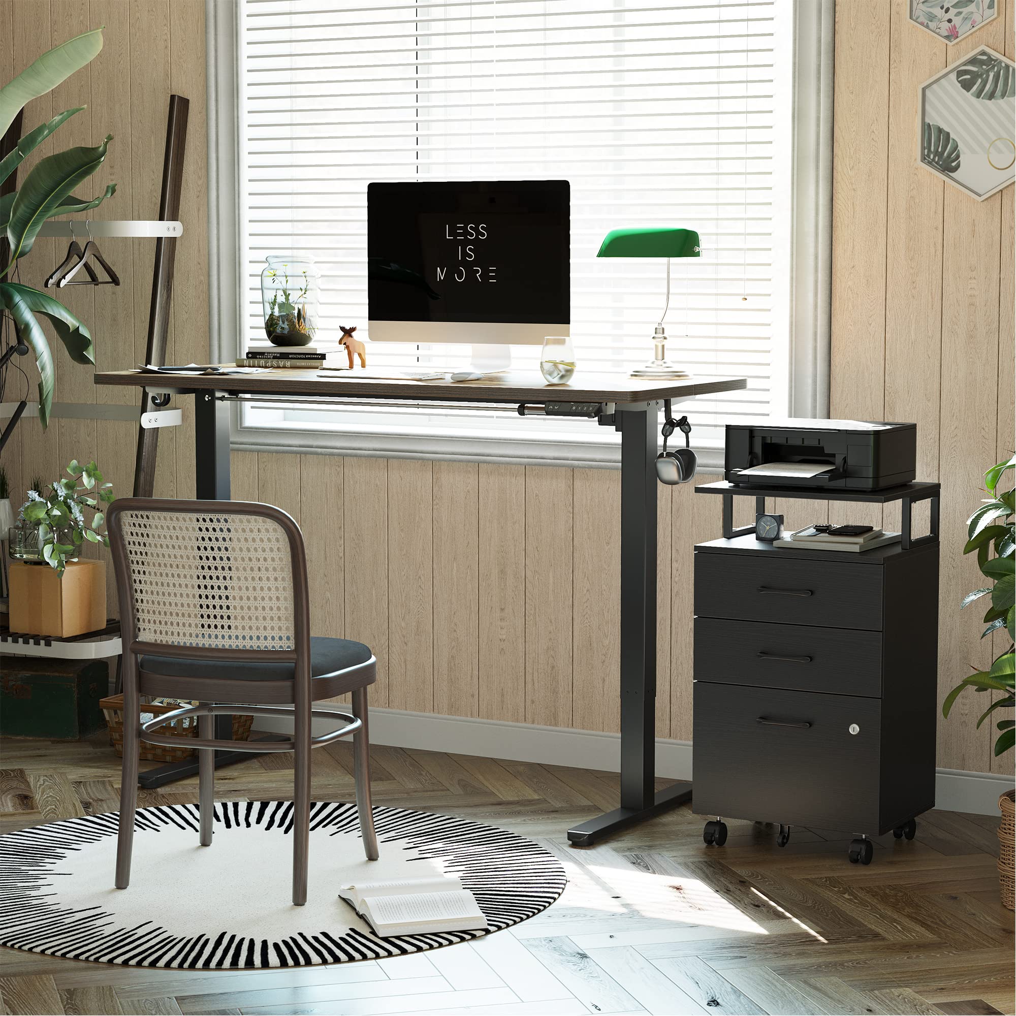 FEZIBO 3-Drawer Locking File Cabinet with Wheels - Wooden Storage Cabinet for A4/Letter/Legal Size Documents - Home Office Organization Solution for Files, Printer Stand & Office Supplies (Black) - Perfect for Small Spaces & Shared Workspaces