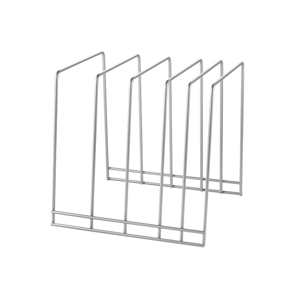 Premium 5-Section Bamboo Chopping Board Holder - Silver | Space-Saving Kitchen Organizer for Knives, Utensils & Cutting Boards | Perfect for Small Kitchens & Countertop Storage