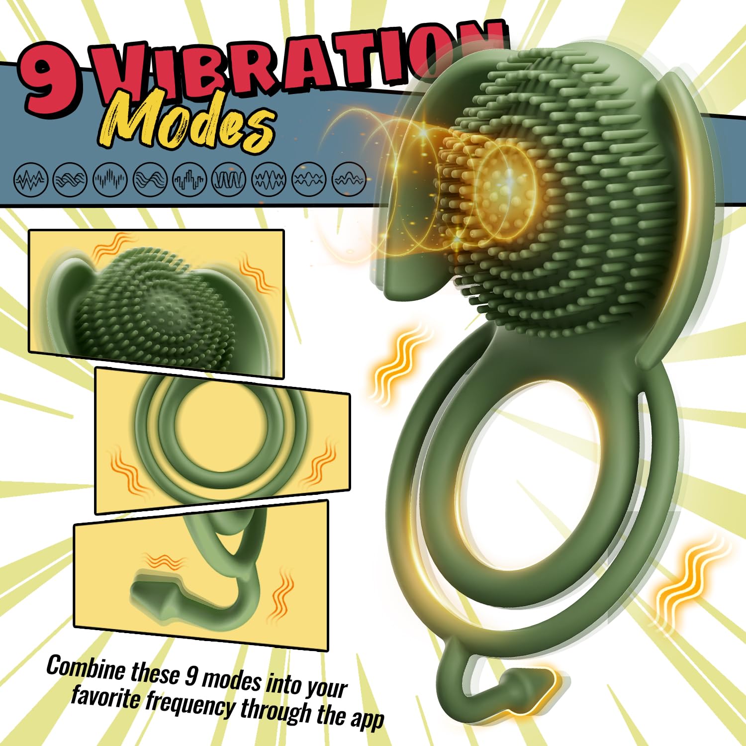 **9-Speed Vibrating Cock Ring for Men - Silicone Penis Ring with Clitoral Stimulator, APP & Remote Control - Couples Sex Toy for Enhanced Pleasure (Perfect for Foreplay & Spicing Up Relationships)**