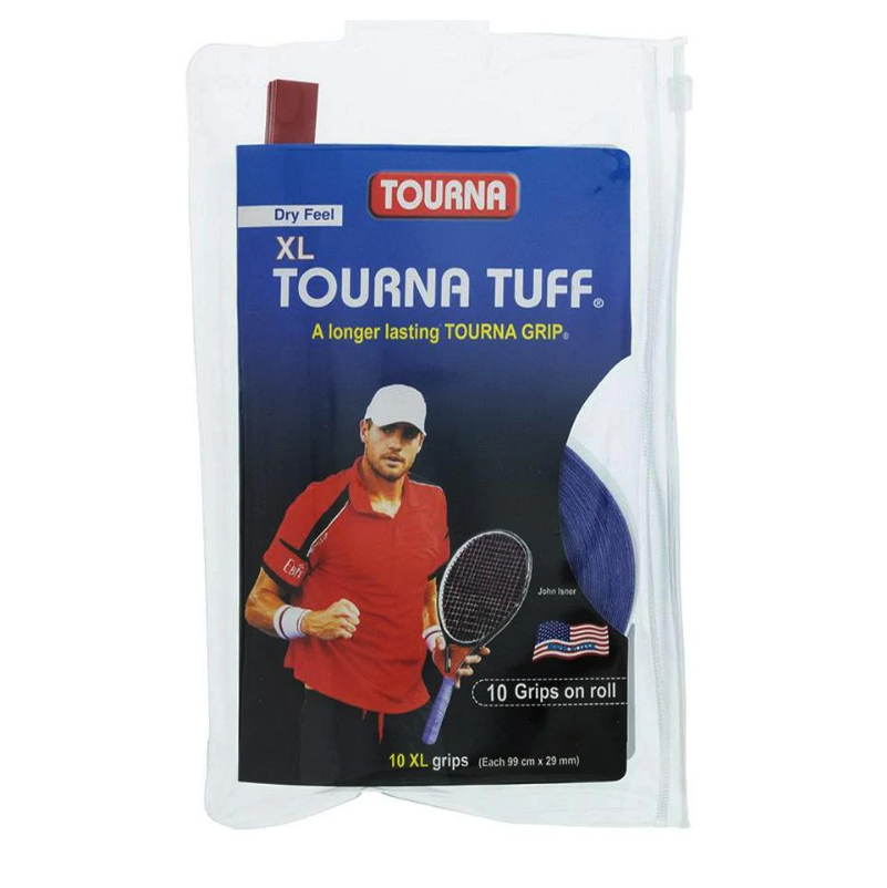 Tourna Tuff XL Overgrips - Premium Tennis Grip Tape (10 Pack) | Extra Long, Durable & Sweat-Absorbent | Perfect for Tennis, Badminton & Racquetball Players