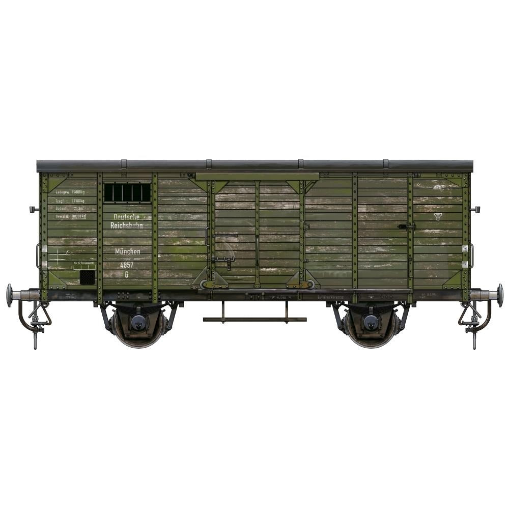 AK Interactive 35502 1/35 Scale German Railway Covered G10 Wagon Model Kit - Perfect for WWII Military Train Dioramas & Historical Model Railroad Displays