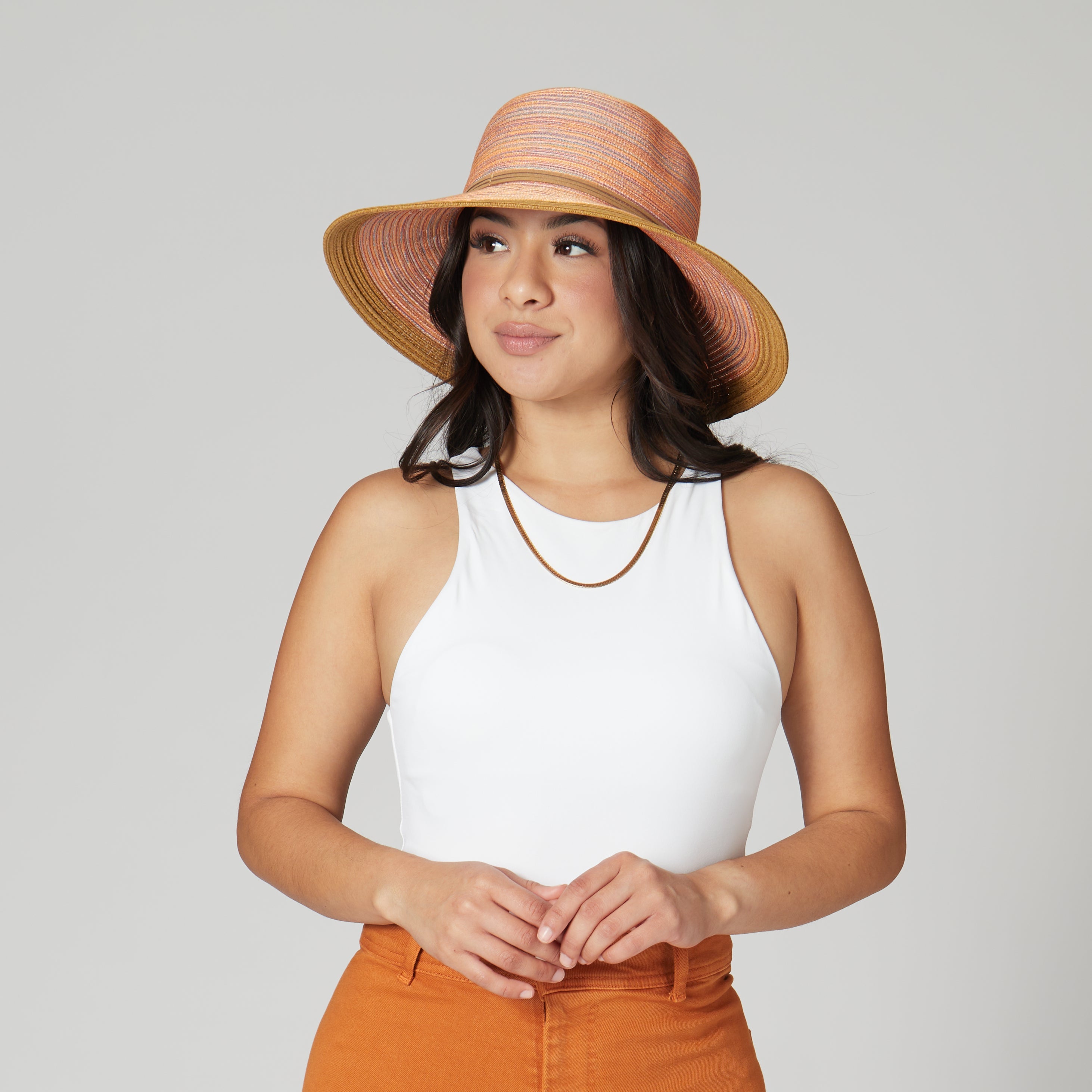 Women's Sun Hat with Mixed Brim - Adjustable UV Protection Summer Hat in Purple - Perfect for Beach, Pool, and Outdoor Activities