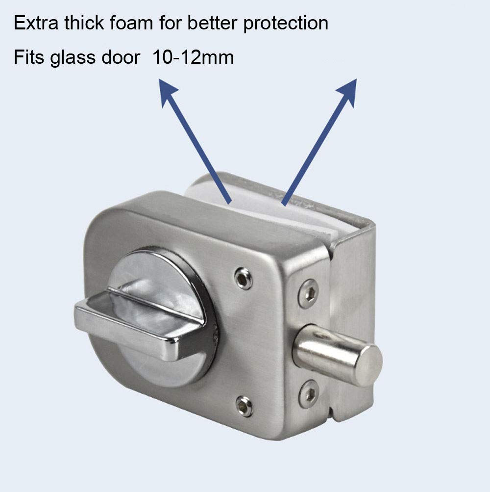 2 Pack NUZAMAS 304 Stainless Steel Glass Door Locks - Floor Latch Lock & Bolt Ground Lock for Bathroom, Toilet & Shop Frameless Glass Doors (Square Design) - Secure Privacy for Home, Office & Commercial Spaces