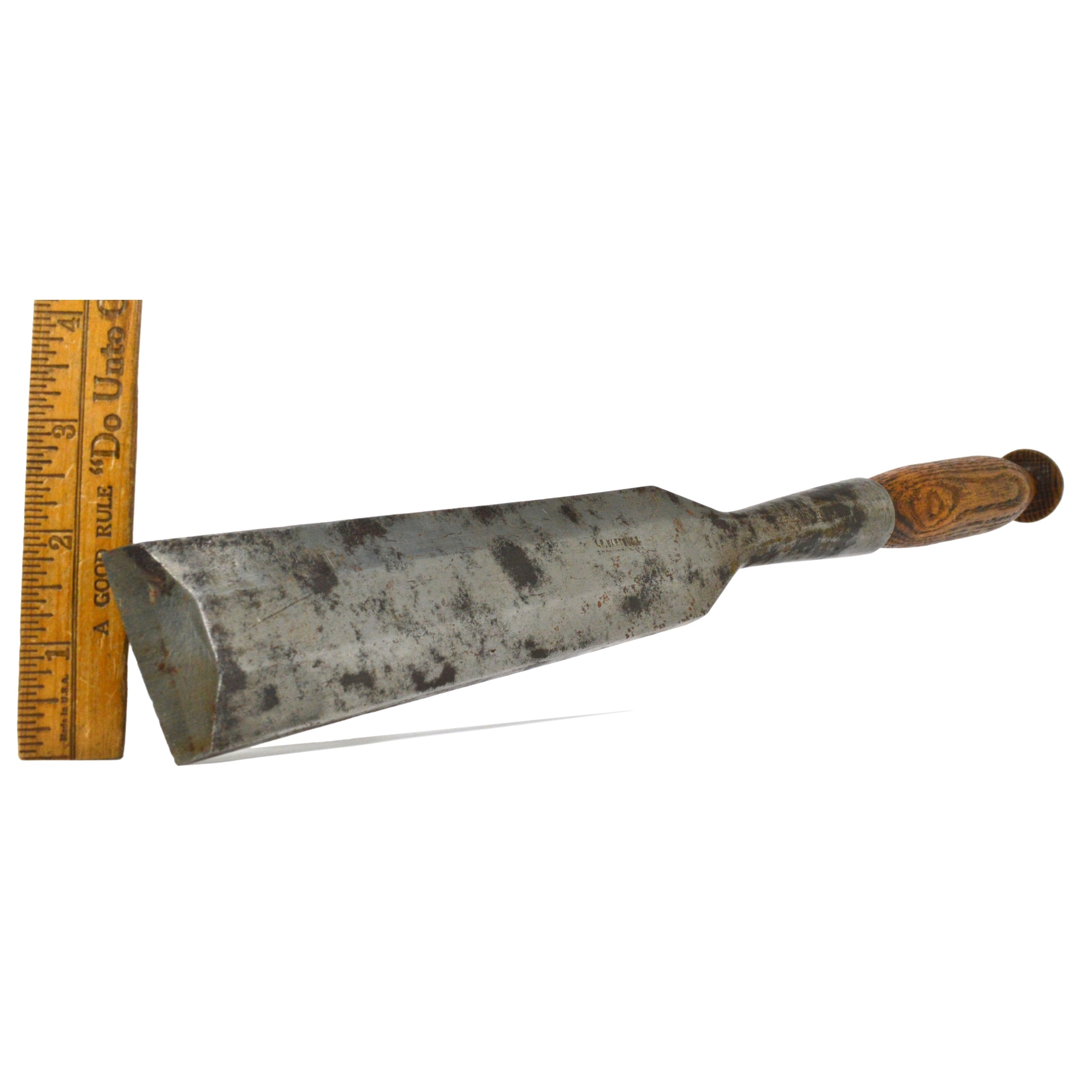 Vintage D.R. Barton Socket Chisel with Beveled Edge & Striped Wood Handle - Perfect for Woodworking, DIY Projects, and Antique Tool Collectors