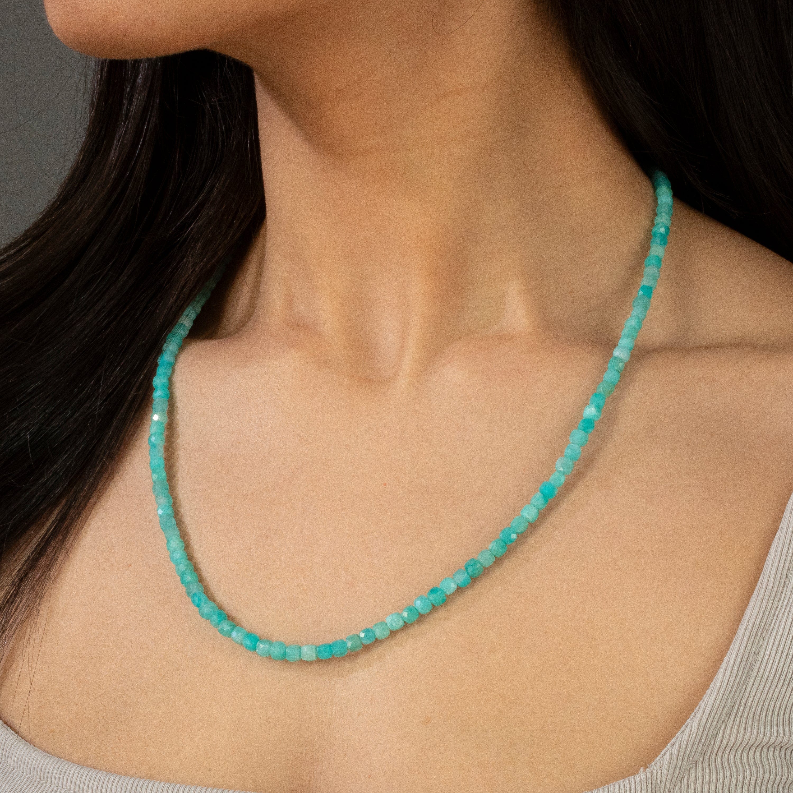 4mm Amazonite Faceted Cube Beads - 21