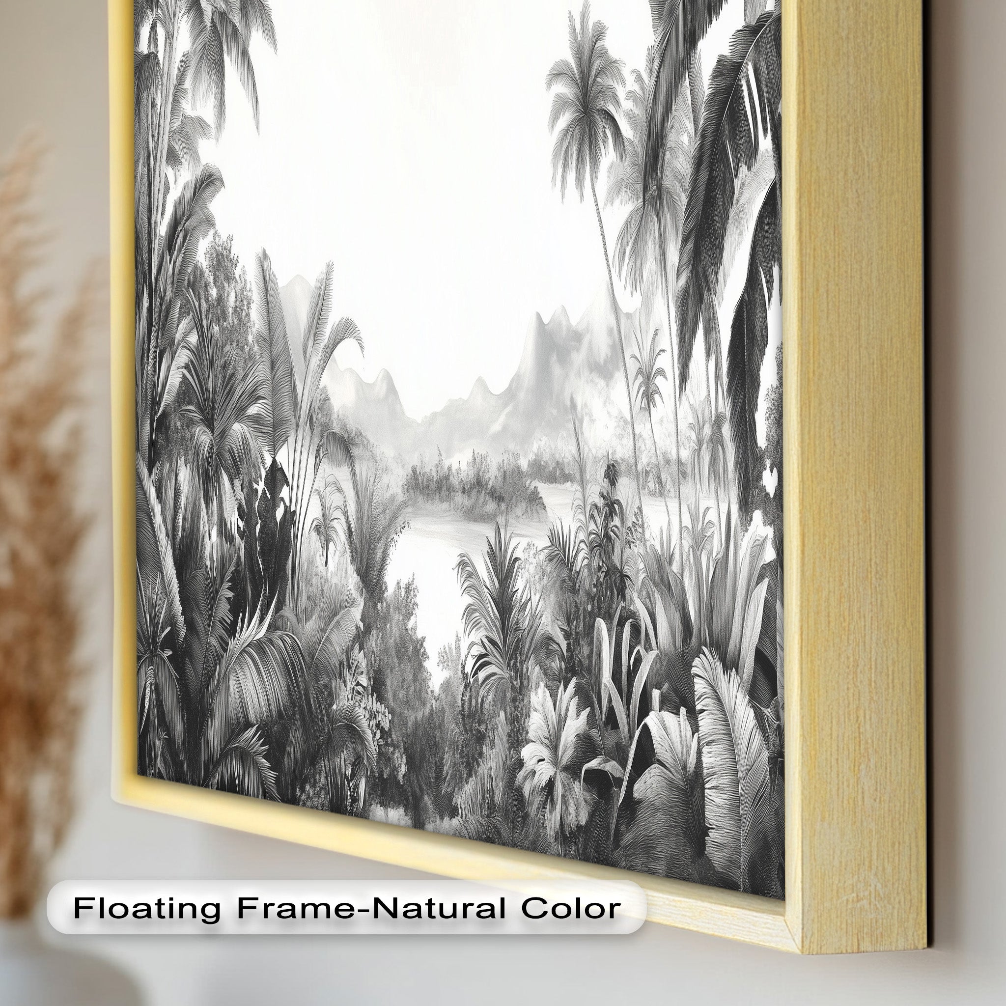 Black and White Jungle Wall Art - Tropical Nature Oil Painting for Living Room, Bedroom & Office Decor | Handmade Canvas Print