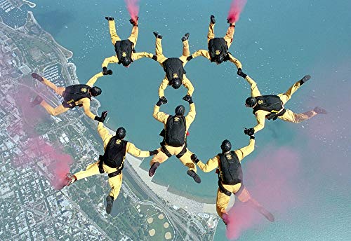 12x18 Inch Laminated Skydiving Team Formation Poster - Vibrant Colors & High-Quality Print - Perfect for Home, Office, or Dorm Decor - Wall Art for Adventure Enthusiasts