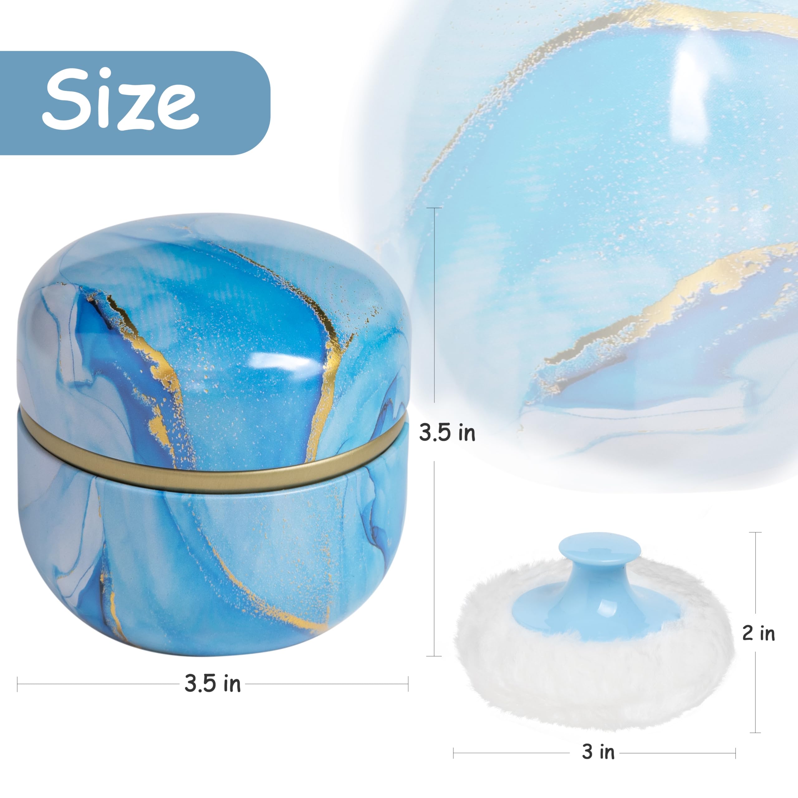 Premium Body Powder Puff & Container Set for Women & Baby - Travel-Friendly Loose Powder Case with Soft Puff (Glacier Blue) | Perfect for Makeup Touch-Ups, Baby Care & On-the-Go Use