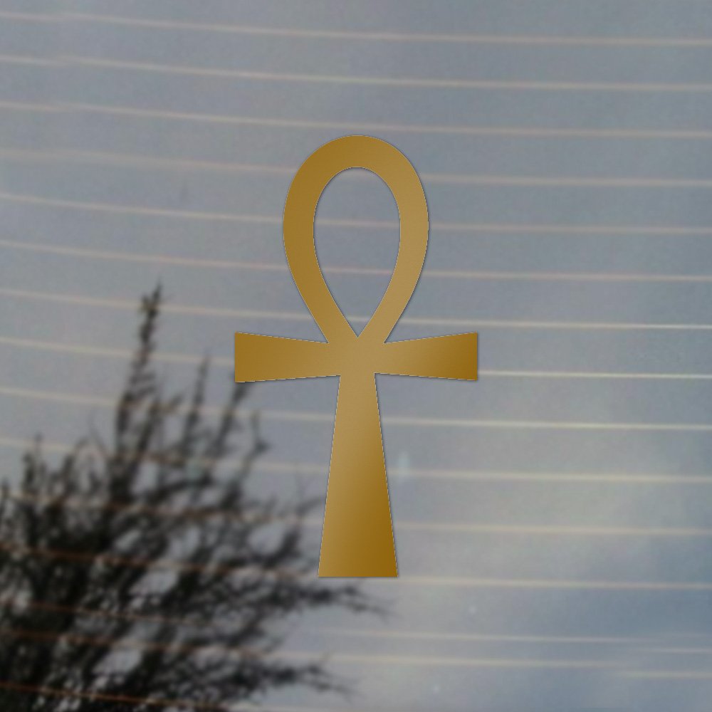 Ankh Symbol Vinyl Decal - Premium Gold Egyptian Cross Sticker for Cosplay, Fan Gear, Laptops, Cars & DIY Crafts | Ancient Egyptian Mythology Accessory