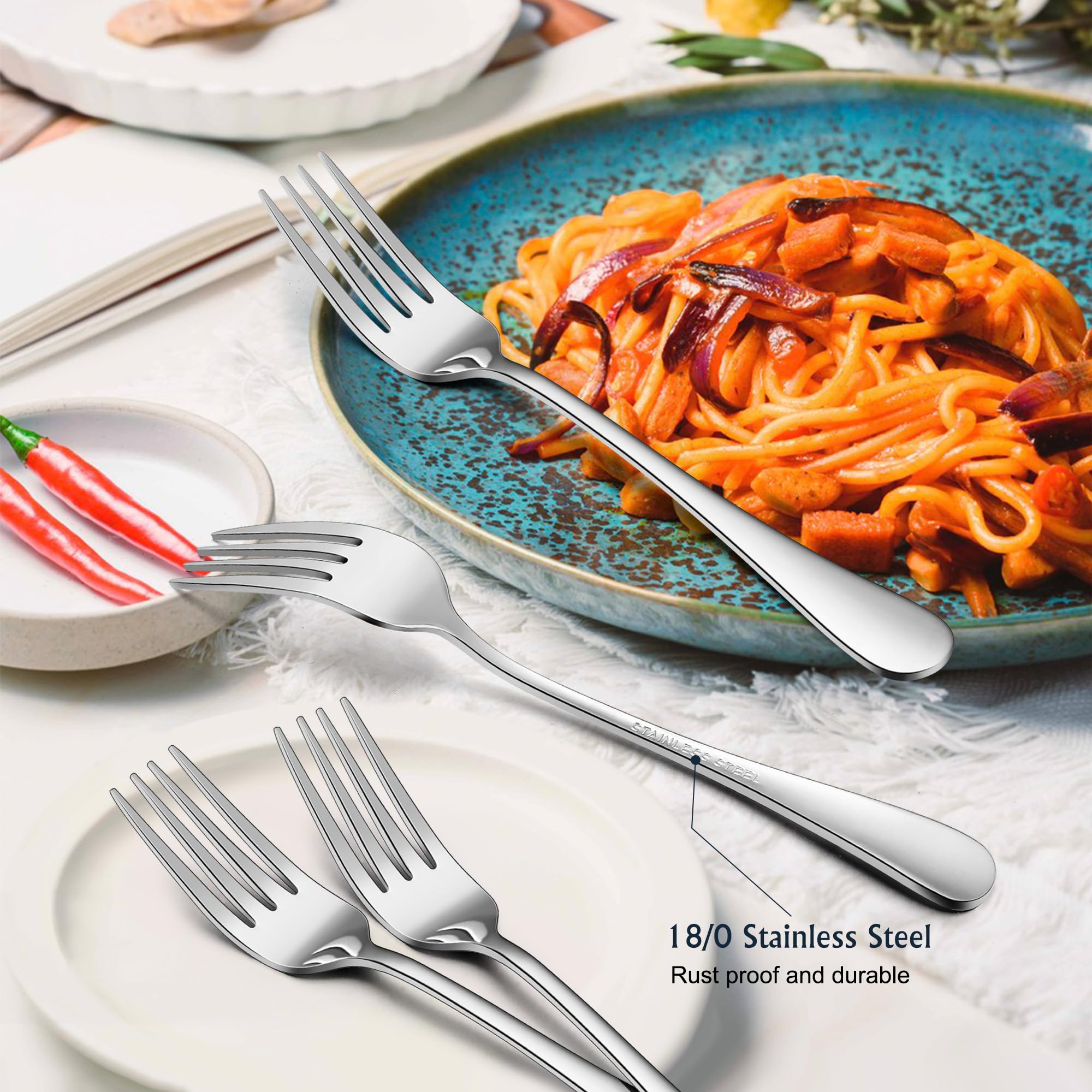 Premium 12-Piece Stainless Steel Flatware Set (Forks, Spoons, Knives) for 4 People - Food Grade Mirror Finish Cutlery for Home, Kitchen & Restaurant Use - Dishwasher Safe Silverware Set - Perfect for Dinner Parties, Daily Meals & Catering Events