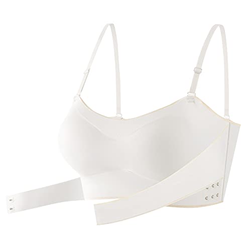 **Women's Non-Slip Front Buckle Detachable Shoulder Strap Sports Bra with Chest Pad - Comfortable & Supportive Underwear for Running, Yoga & Workouts (White, XL)**