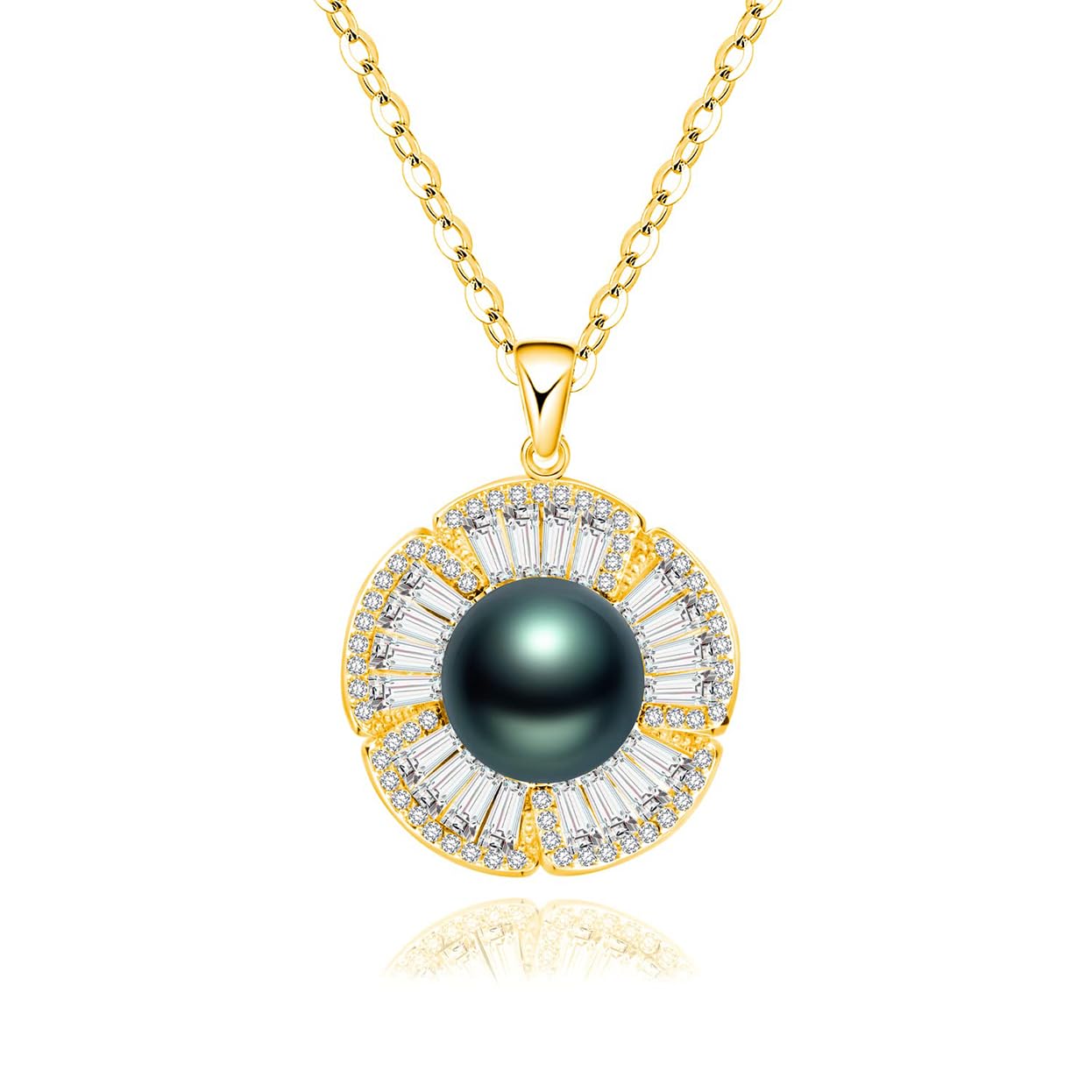 Tahitian Black Pearl Necklace for Women - 18K Gold Plated Sterling Silver Pearl Pendant - Elegant Gift for Wife, Mom, Girlfriend - Perfect for Wedding, Birthday, Anniversary, Mother's Day, Valentine's Day & Christmas - Timeless Jewelry for Special Occasions & Evening Events