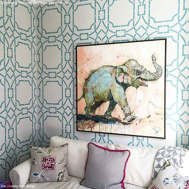 Contempo Trellis Wall Stencil - Reusable DIY Home Decor Painting Template for Walls, Furniture & Crafts | Perfect for Bedroom, Nursery, Living Room & Office Accent Walls