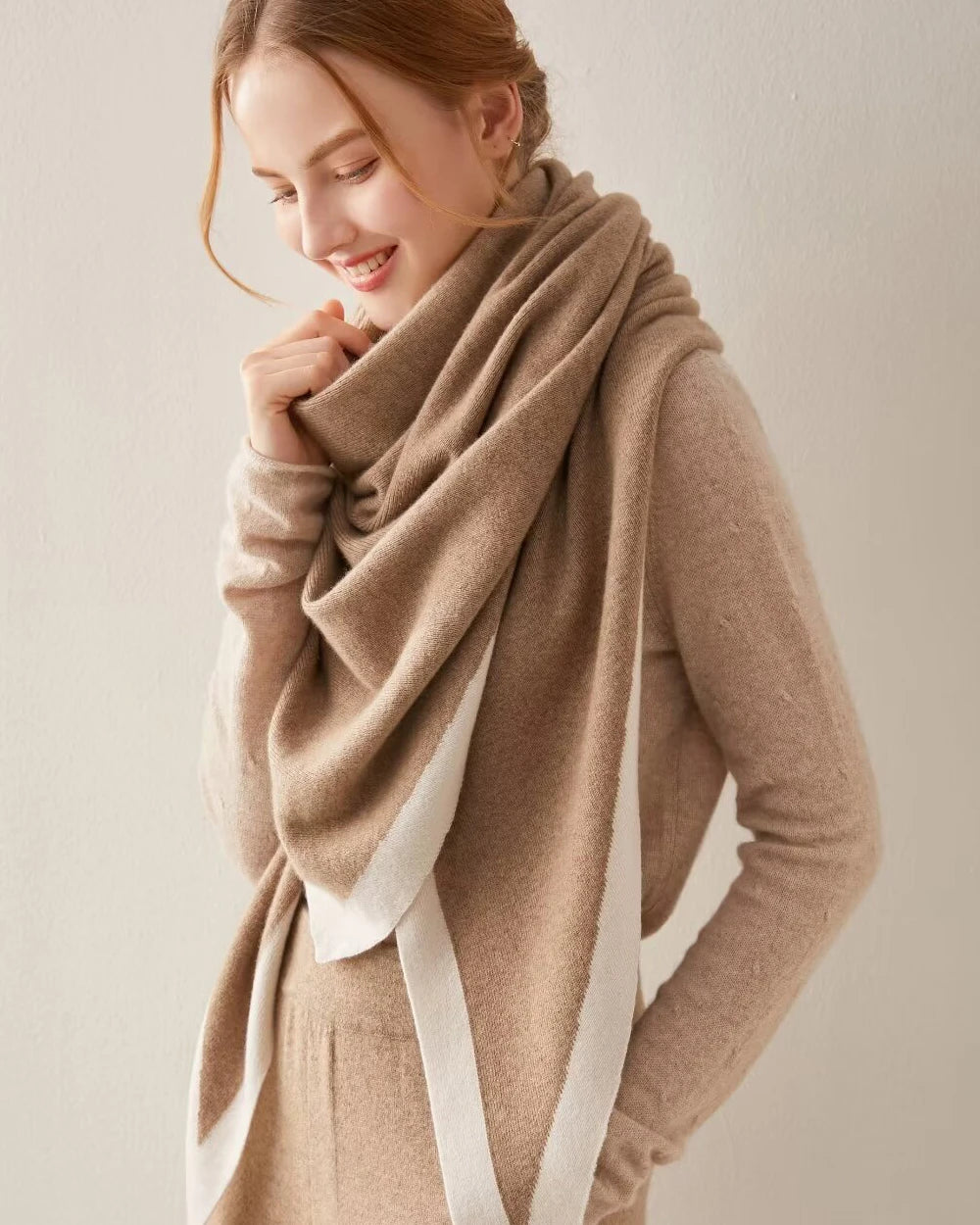 Luxurious Cashmere Color Block Wrap Scarf - Soft & Warm Winter Fashion Accessory for Women - Perfect for Office, Travel, and Evening Outings