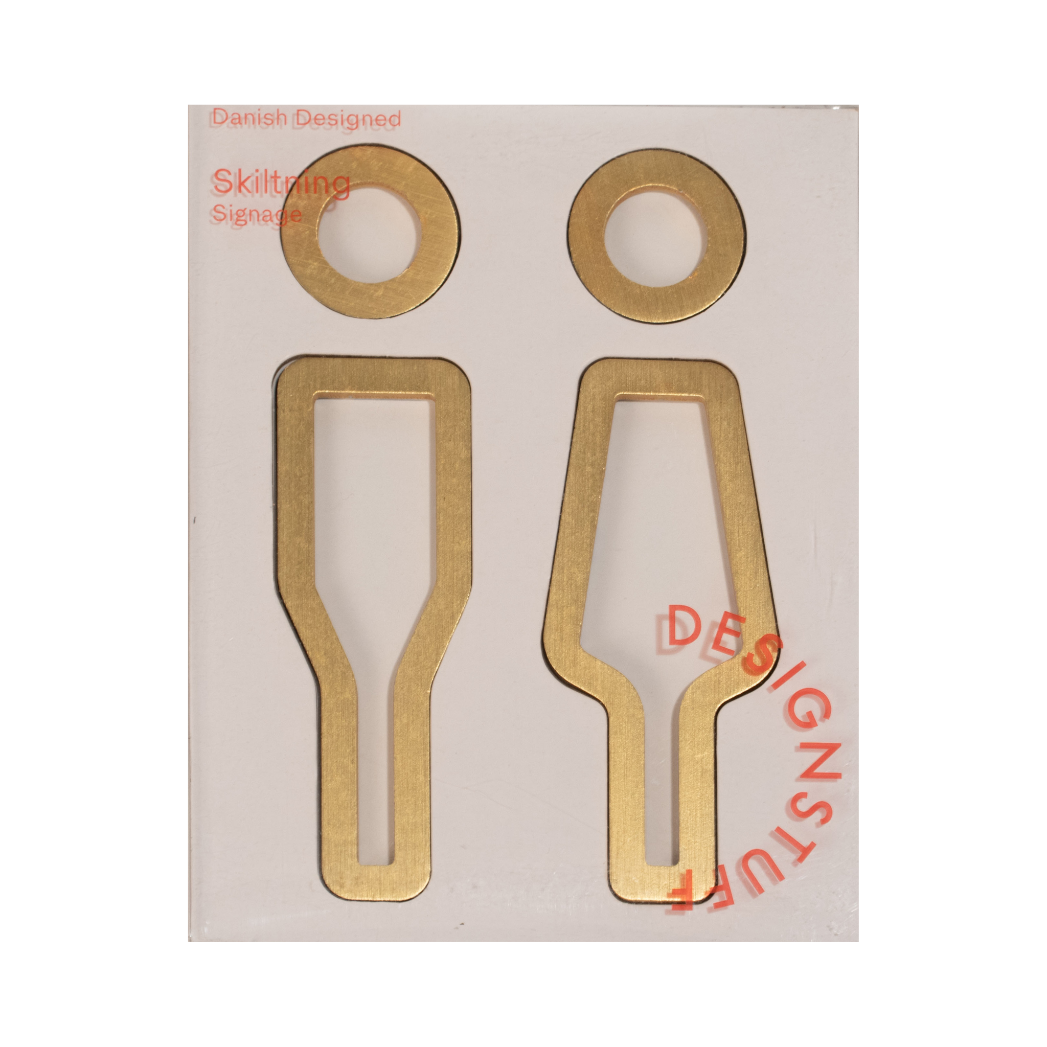 DESIGNSTUFF Brushed Brass Restroom Sign - Her/Him Gender Neutral Bathroom Door Plaque for Home, Office & Commercial Spaces