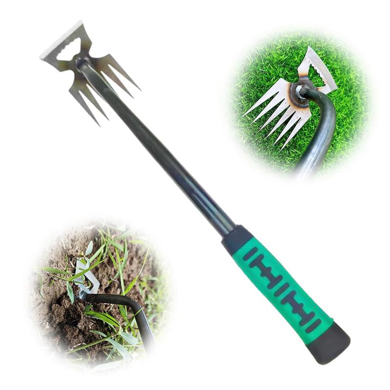 Kruggo Upgraded Weed Puller Tool 2024 - Durable Manganese Steel Hand Weeder for Yard & Garden - Manual Multifunctional Weed Remover for Easy Uprooting - Perfect for Lawn Care, Flower Beds & Vegetable Gardens