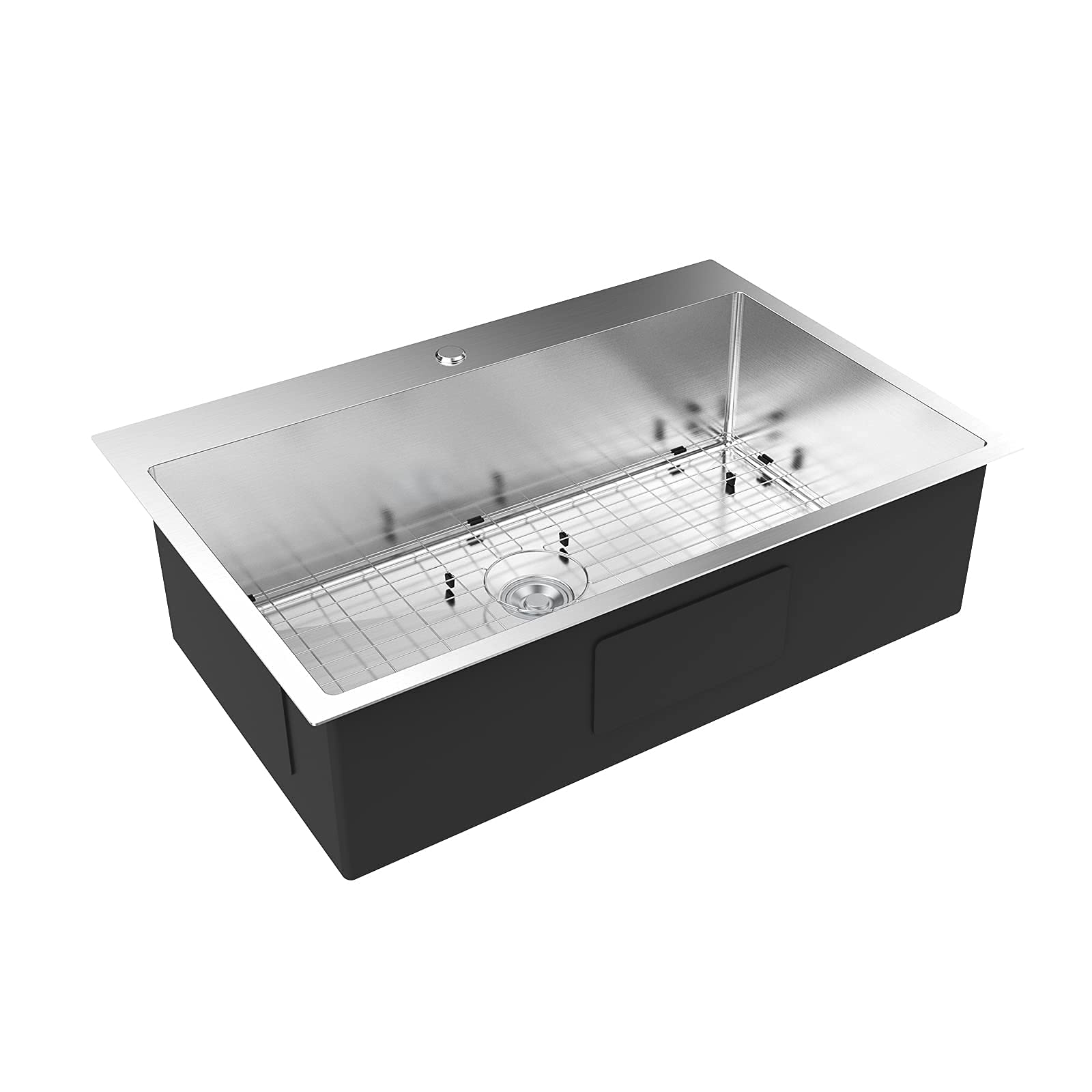 Bonnlo 32 Inch Top Mount Drop-in Farmhouse Kitchen Sink - 18 Gauge 304 Stainless Steel Single Bowl with Sink Protector - Workstation Sink for RV, Travel Trailer, Garage (32x22x9 inches) - Perfect for Food Prep, Dishwashing & Outdoor Camping