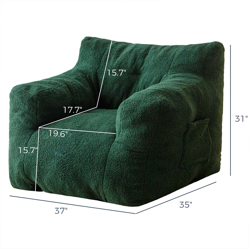 MAXYOYO Sherpa Bean Bag Chair - Boucle Tufted Oversized Bean Bag Sofa for Living Room, Bedroom & Game Room - Plush Lazy Chair for Adults & Kids - Soft Green Cozy Seating for Relaxing, Reading & Lounging