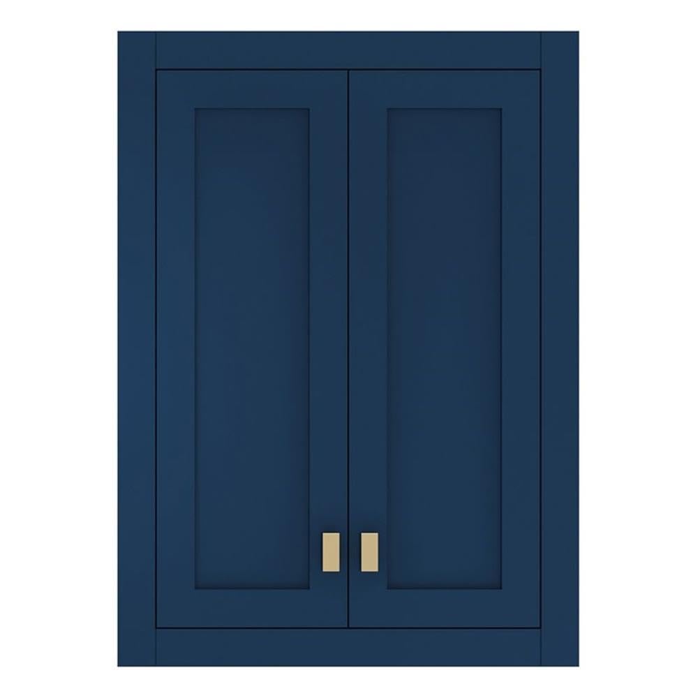 Water Creation Madison 33-Inch Solid Hardwood Medicine Cabinet in Blue/Chrome - Perfect for Bathroom Storage & Organization | Rustic Bathroom Decor | Wall-Mounted Mirror Cabinet