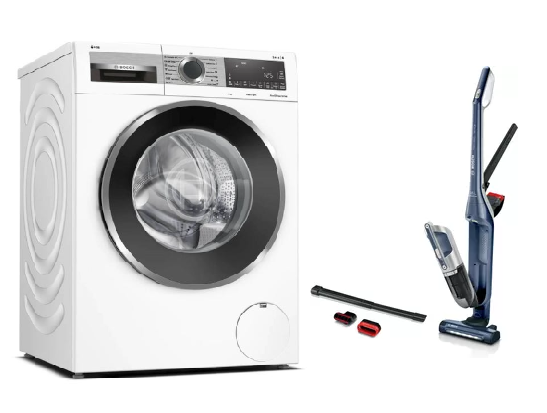 Bosch WGG254A0SG 10kg Front Load Washing Machine & BBH3K2800 Handstick Vacuum Cleaner Combo - Energy Efficient Laundry & Quick Home Cleaning for Apartments, Houses & Small Spaces