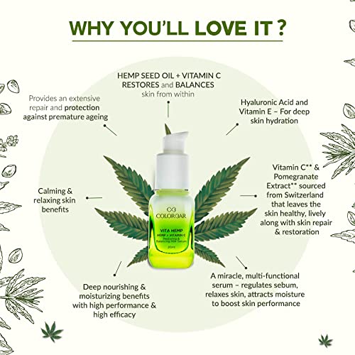 Colorbar Vita Hemp Restoring & Balancing Milk Serum - Nourishing Face Serum with Pomegranate Scent, Vitamin C & Hemp Seed Oil - Hydrating & Revitalizing for Dry, Dull Skin | Day & Night Skincare Routine