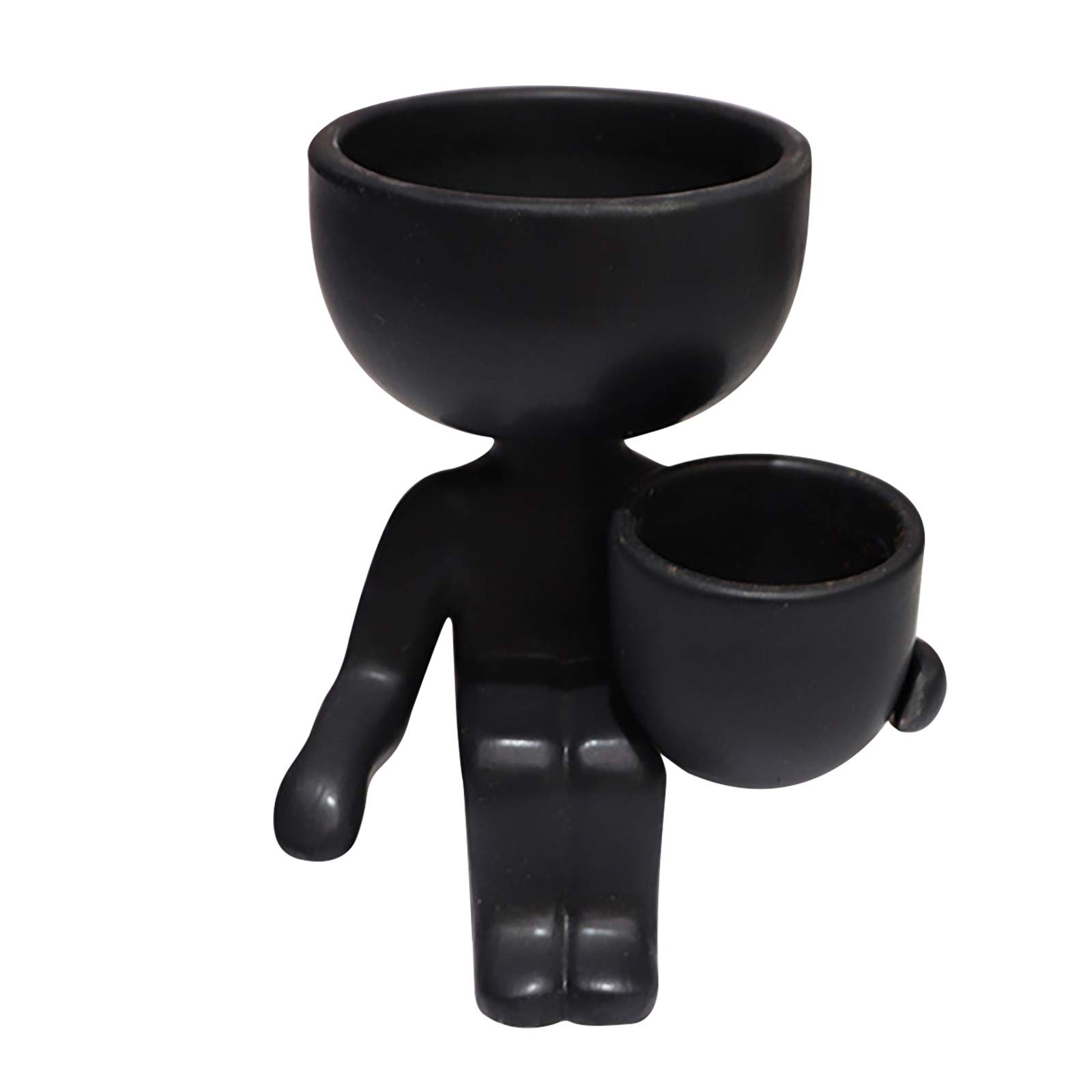 Yiser Ceramic Flower Pot - Black Hanging Planter for Succulents, Indoor/Outdoor Decorative Vase - Perfect for Home, Garden, and Office Decor