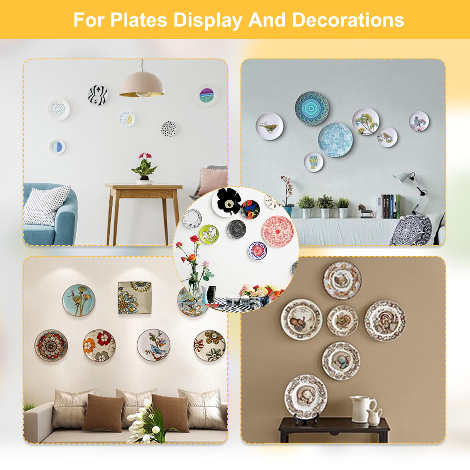 W-Shaped Invisible Plate Hangers for Walls - 3 Pack (4