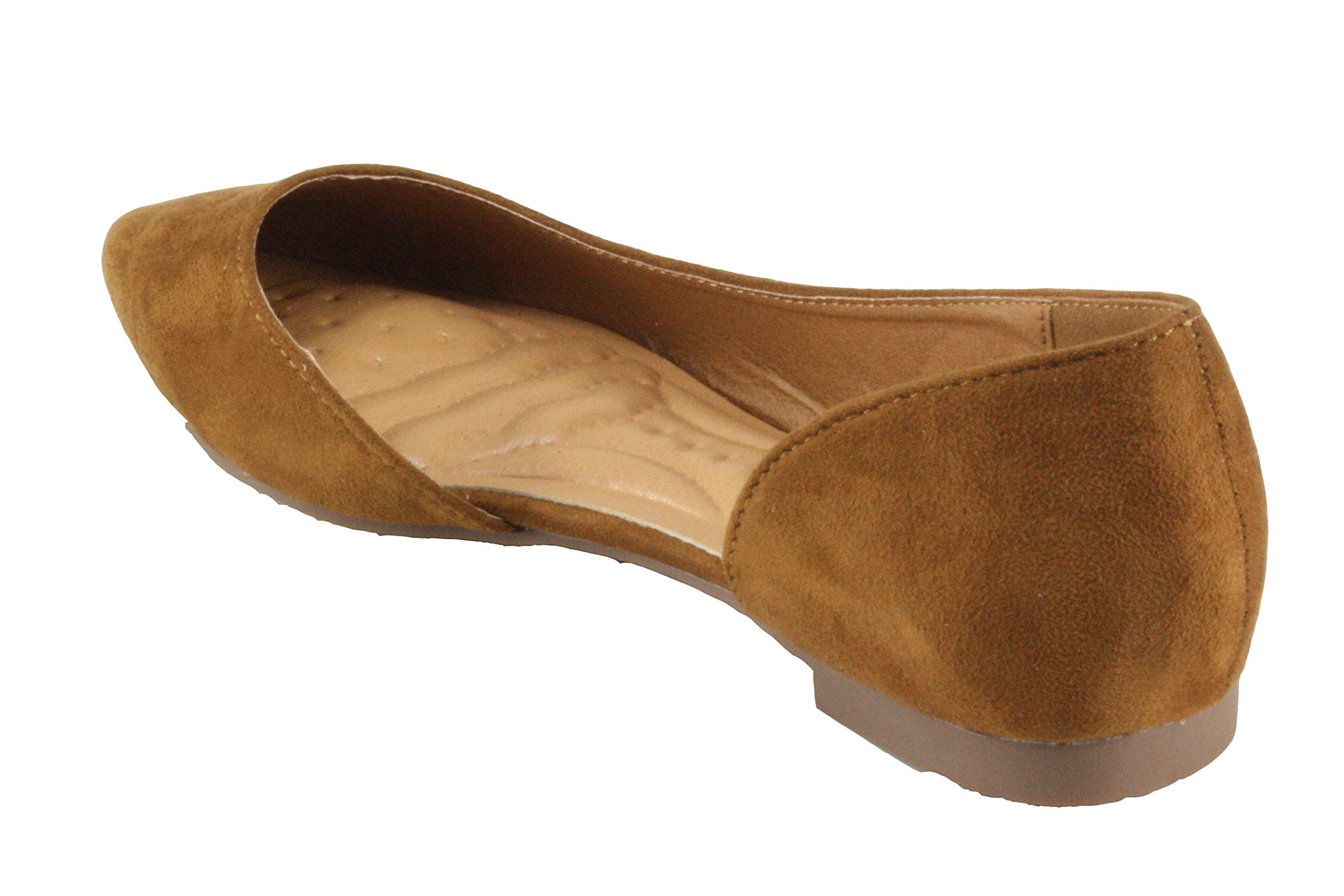 Weeboo Women's Doris-27 Pointed Toe Flats - Faux Suede D'Orsay Ballet Shoes for Work, Office & Dressy Occasions