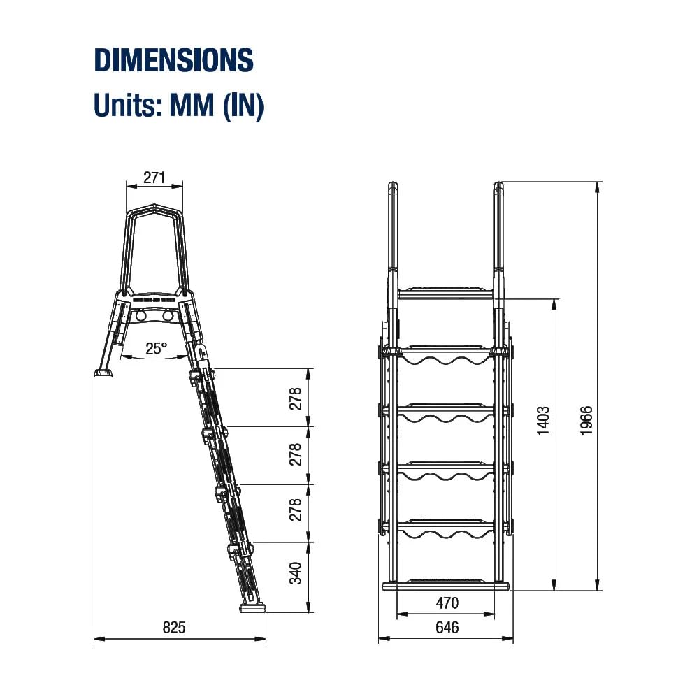Aqua Select White Above Ground Pool Safety Ladder with Flip-Up Design - Fits 48
