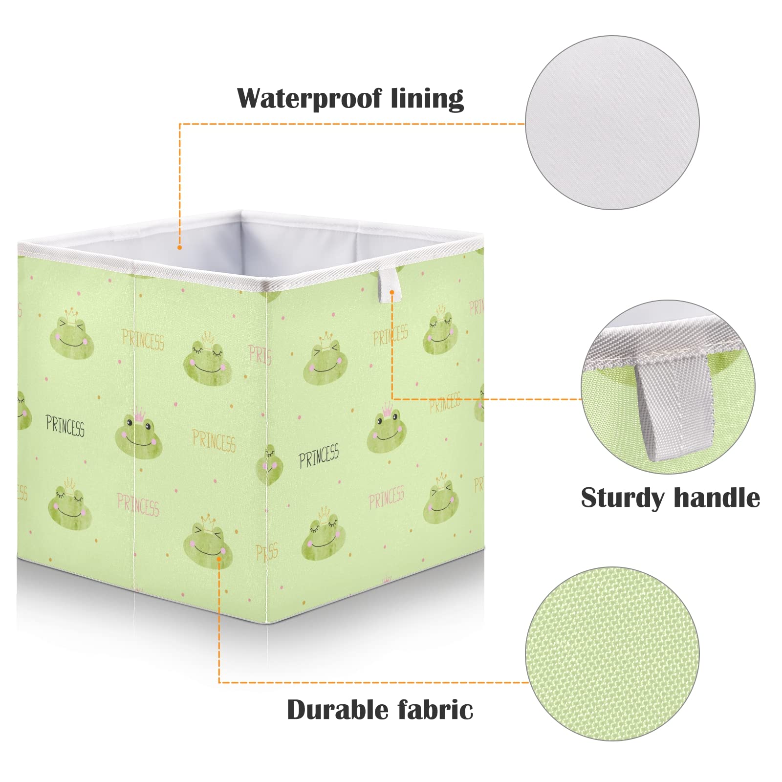 Princess Frogs Collapsible Storage Basket for Home, Office & Nursery
