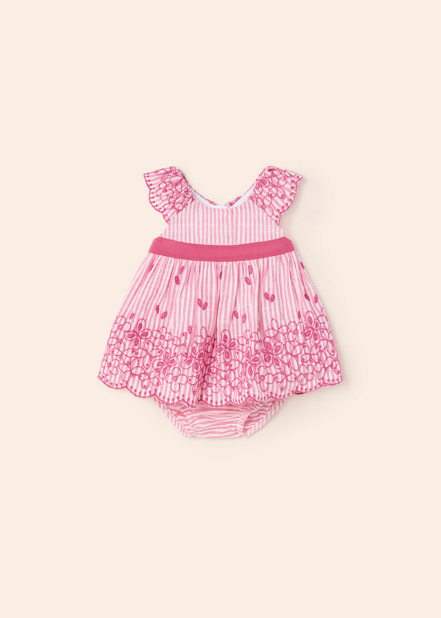 Mayoral Embroidered Baby Girl Dress - Floral Tulip Rose Design | Newborn Photoshoot & Christening Outfit