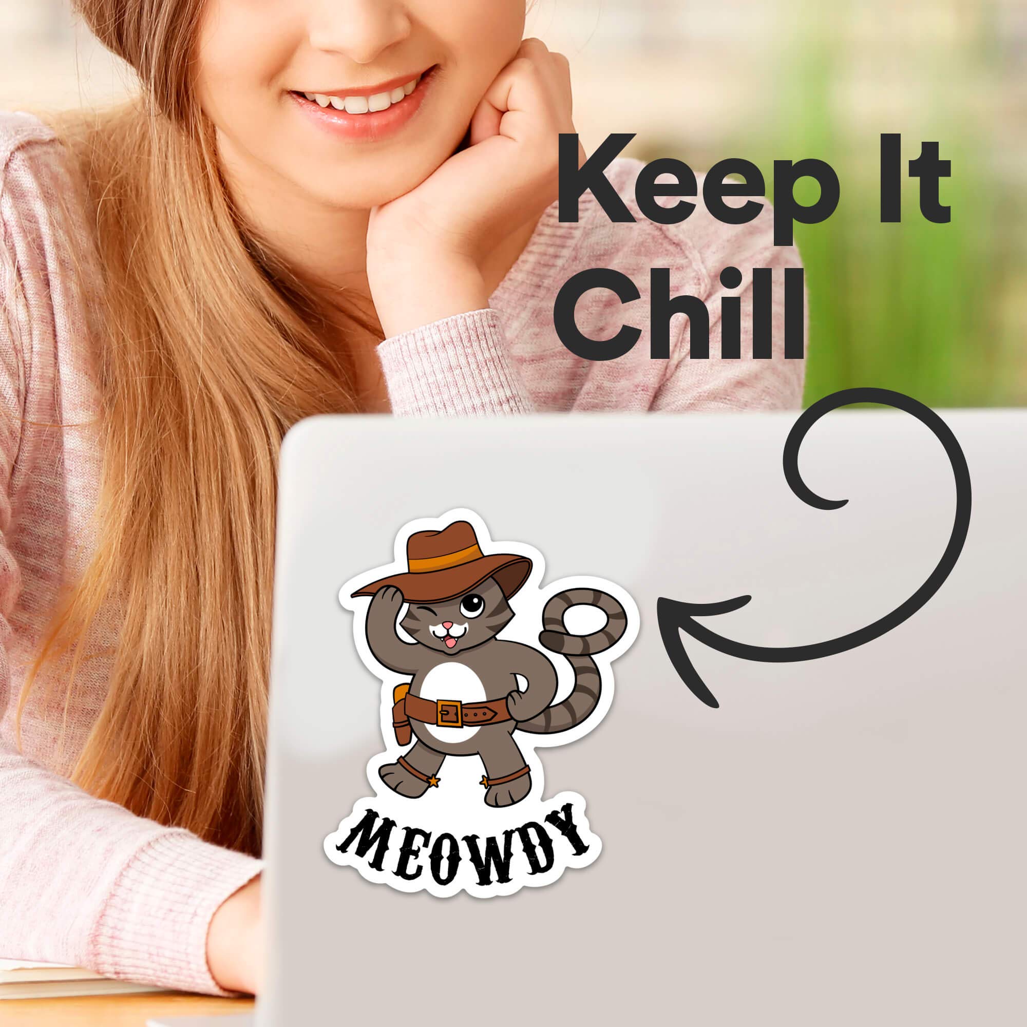 Stickeroonie MEOWDY Funny Cowboy Cat Vinyl Stickers - 4