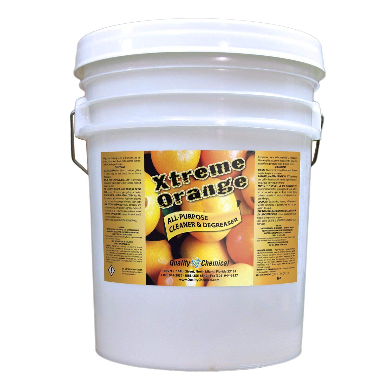 Quality Chemical Xtreme Orange Citrus Degreaser & Cleaner - Heavy-Duty Water-Based Citrus Degreaser for Industrial & Home Use - 5 Gallon Pail - Perfect for Garage, Kitchen, Workshop & Auto Detailing