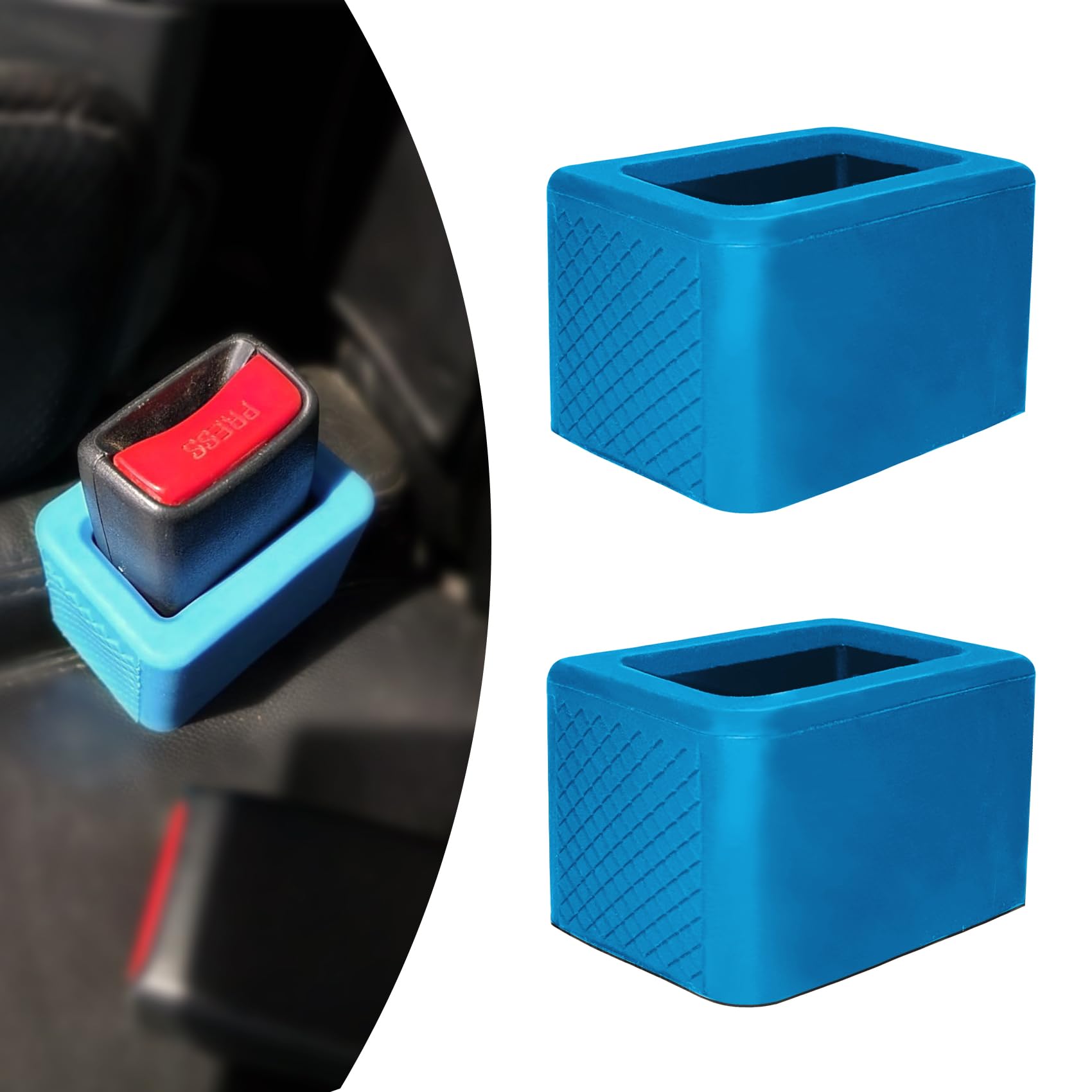 NTNEV 2-Pack Silicone Seat Belt Buckle Holder - Car Seat Belt Booster for Easy Access, Stable & Upright Position - Universal Car Accessories (Blue) - Perfect for SUVs, Trucks & Family Vehicles
