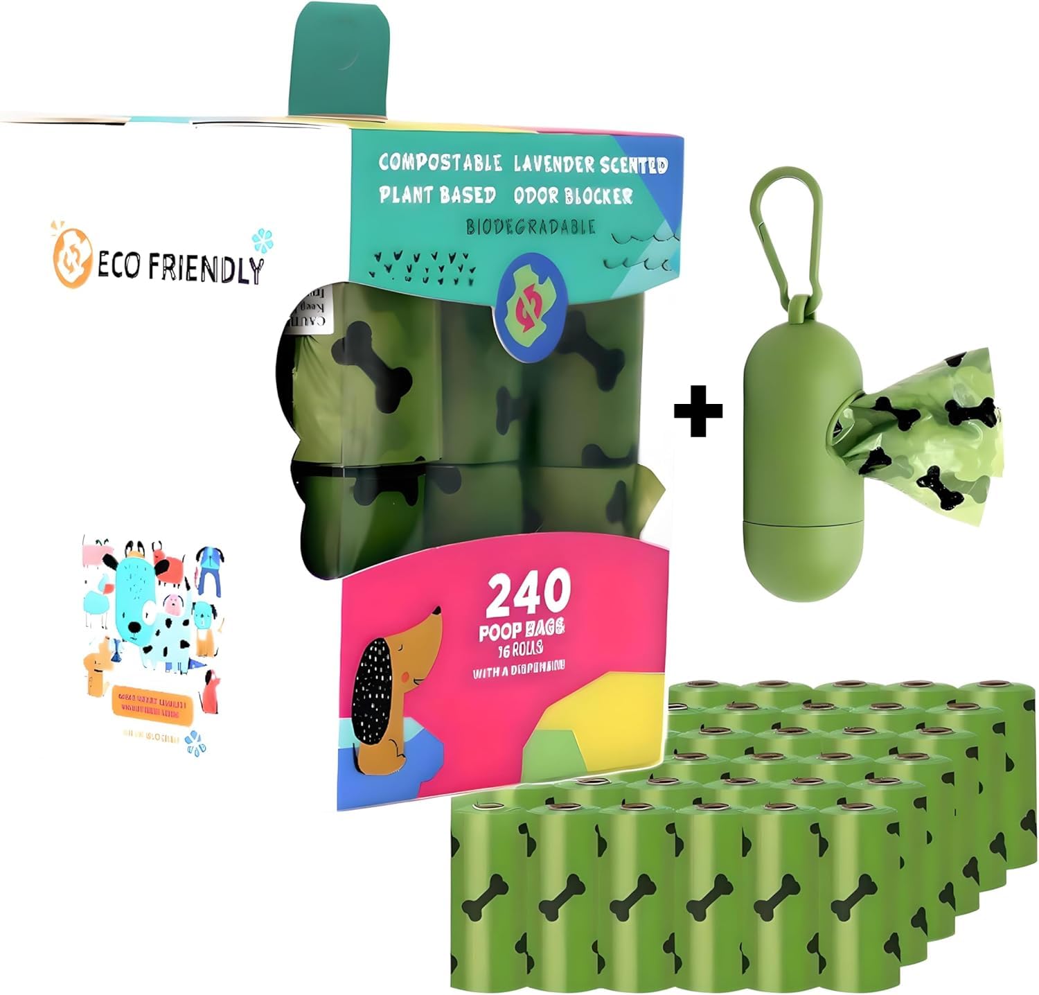 240 Biodegradable Lavender Scented Dog Poop Bags - Leakproof & Extra Strong Pet Waste Bags for Dogs, Puppies & Pets - Perfect for Walks, Parks & Travel - Eco-Friendly Doggie Waste Disposal