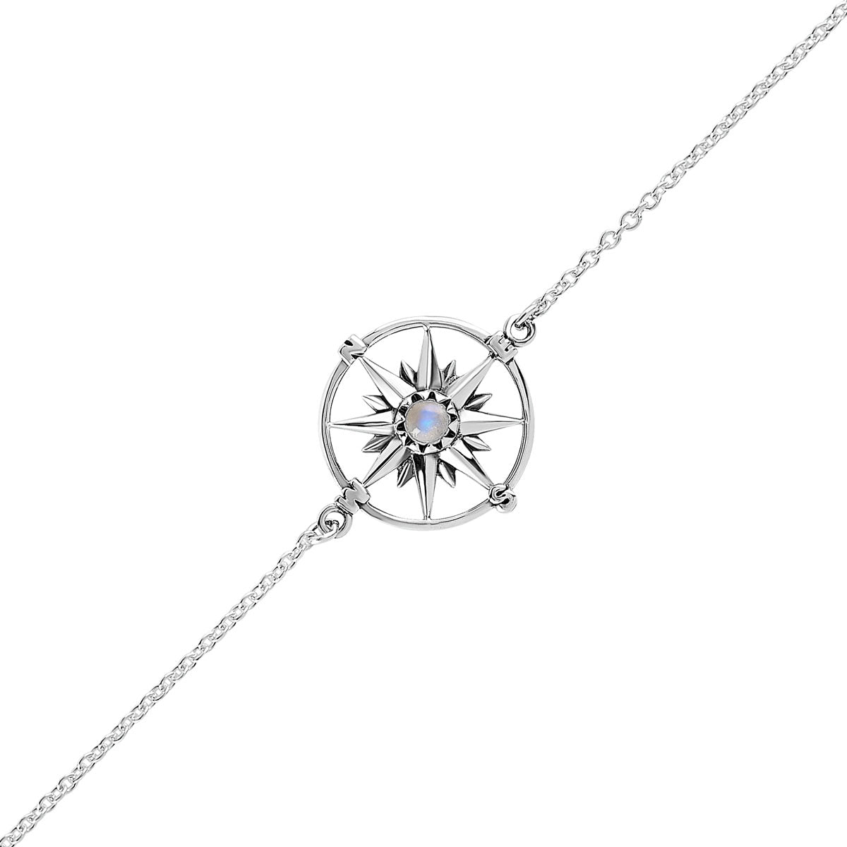Moonstone Compass Bracelet for Women - Spiritual Healing Crystal Jewelry for Travel & Adventure - Perfect for Outdoor Hiking, Yoga & Meditation