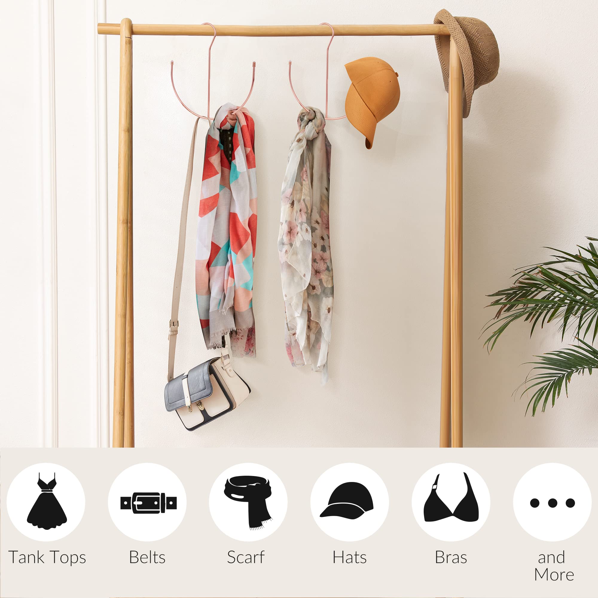 ZEDODIER 2 Pack Rose Gold Belt Hangers & Closet Organizer Hooks for Belts, Ties, Scarves, Hats, Bras & Shoes - Space Saving Closet Accessory for Bedroom, Closet & Dorm Organization