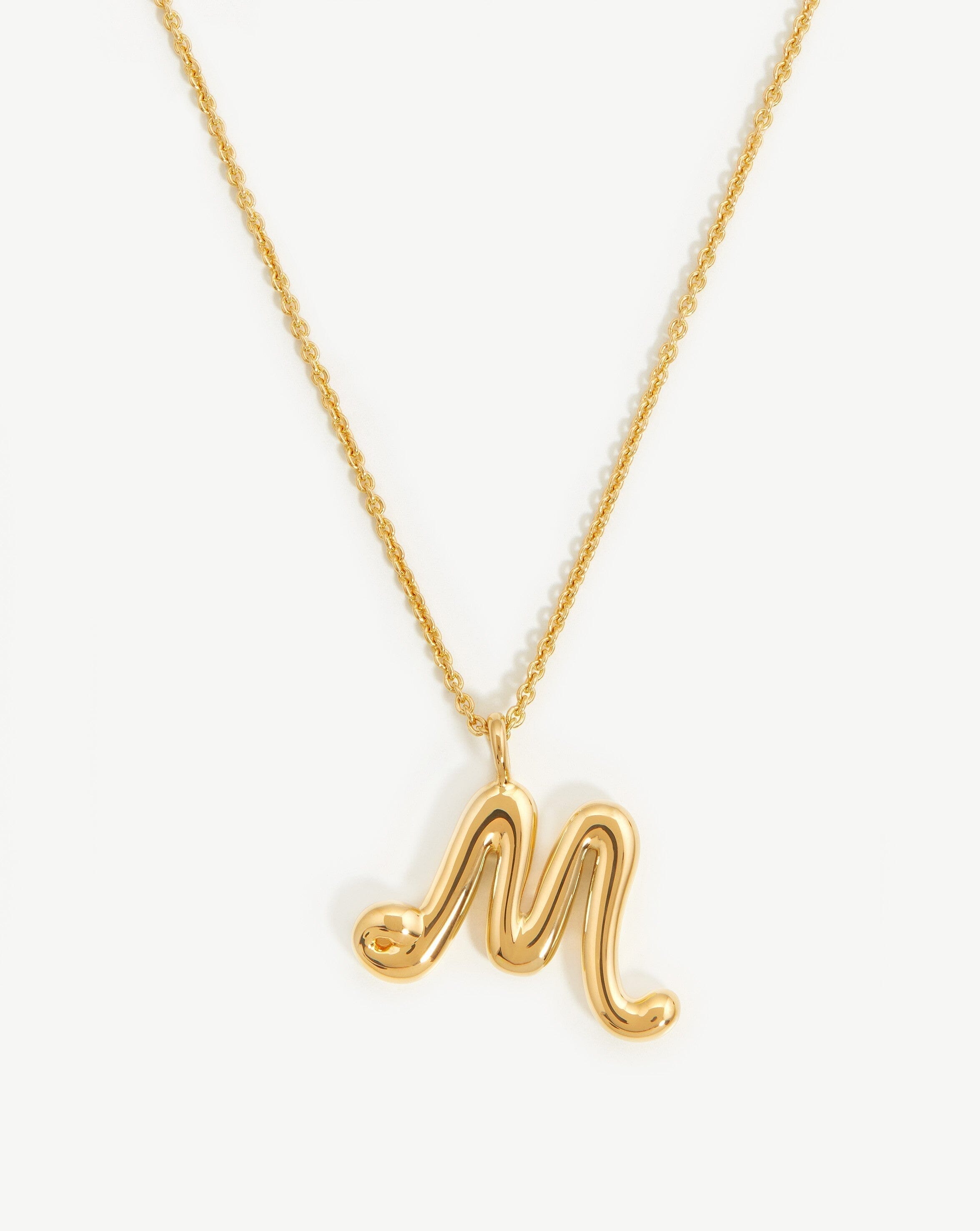 Curly Molten Initial Pendant Necklace - Personalized Initial M - 18k Gold Vermeil Jewelry for Women - Perfect Gift for Birthday, Anniversary & Valentine's Day