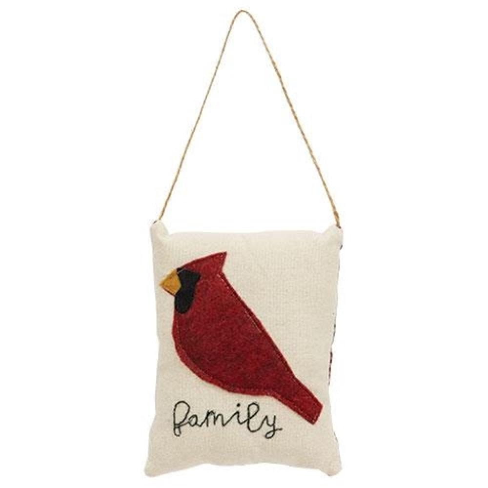 Cardinal Family Christmas Pillow Ornament - Handmade Holiday Decor for Tree, Mantel, or Gift - Perfect for Festive Home Decorating