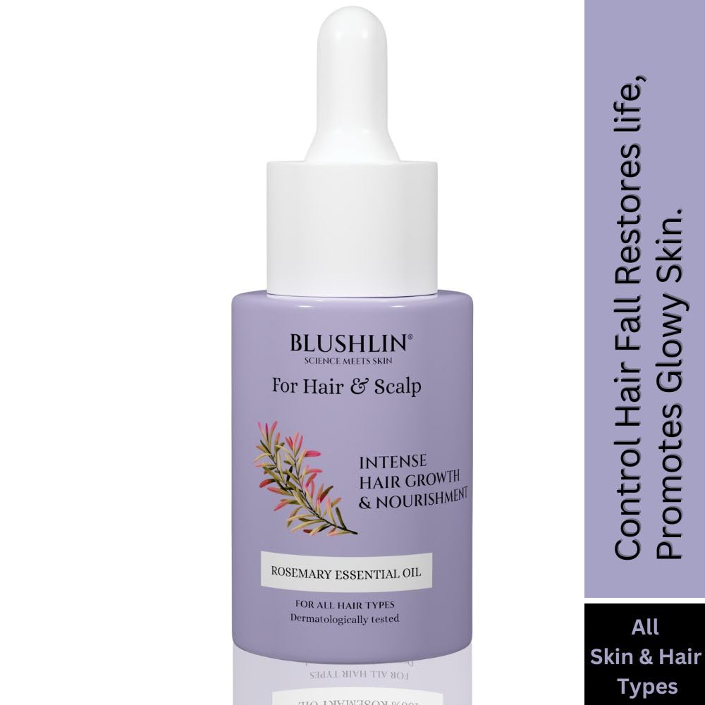 Organic Rosemary Essential Oil for Hair Growth & Skin Care - 100% Pure & Natural Hydrating Oil for Hair Loss Control & Face Glow - Men & Women (20ml) - Perfect for Aromatherapy, Massage & DIY Beauty Products