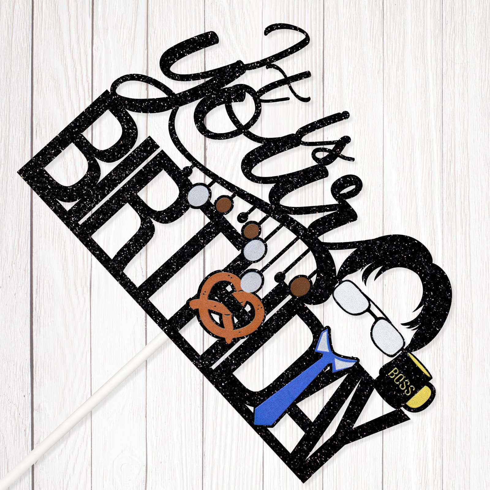 The Office Birthday Cake Topper - Double-Sided Glitter Party Decor for Coworker Celebrations | Perfect for Office Themed Parties, Work Anniversaries & Surprise Bday Decorations