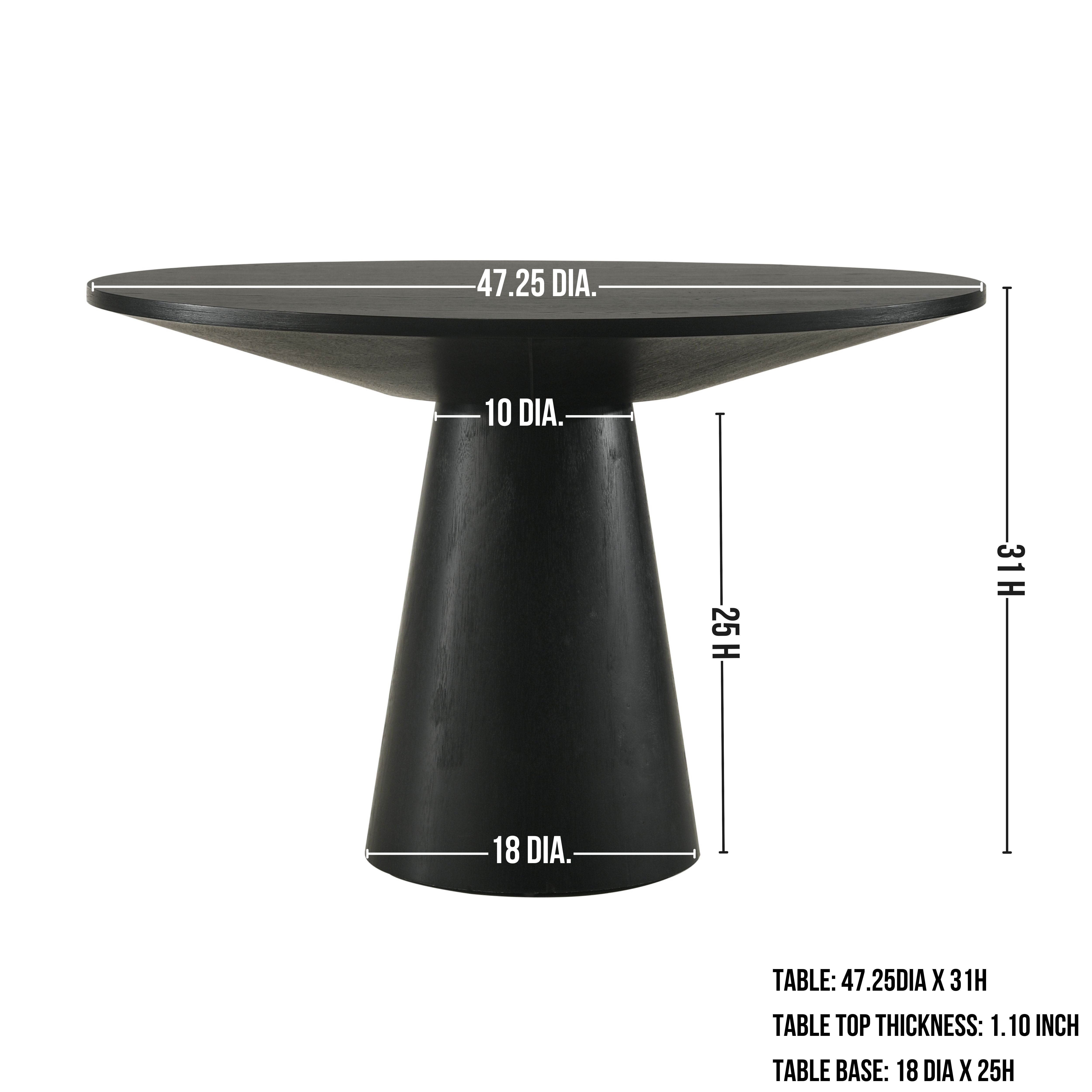 Rocco Contemporary 48-Inch Pedestal Dining Table - Modern Round Kitchen Table for Small Spaces, Perfect for Apartments, Breakfast Nooks & Cozy Dining Rooms