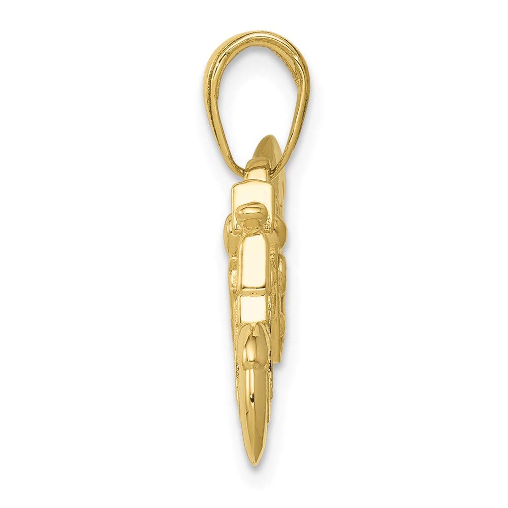 10K Yellow Gold 3D Motorcycle Pendant - Handcrafted Textured & Polished Jewelry for Men - Perfect Biker Gift for Riders, Motorcycle Enthusiasts & Fashion Accessories