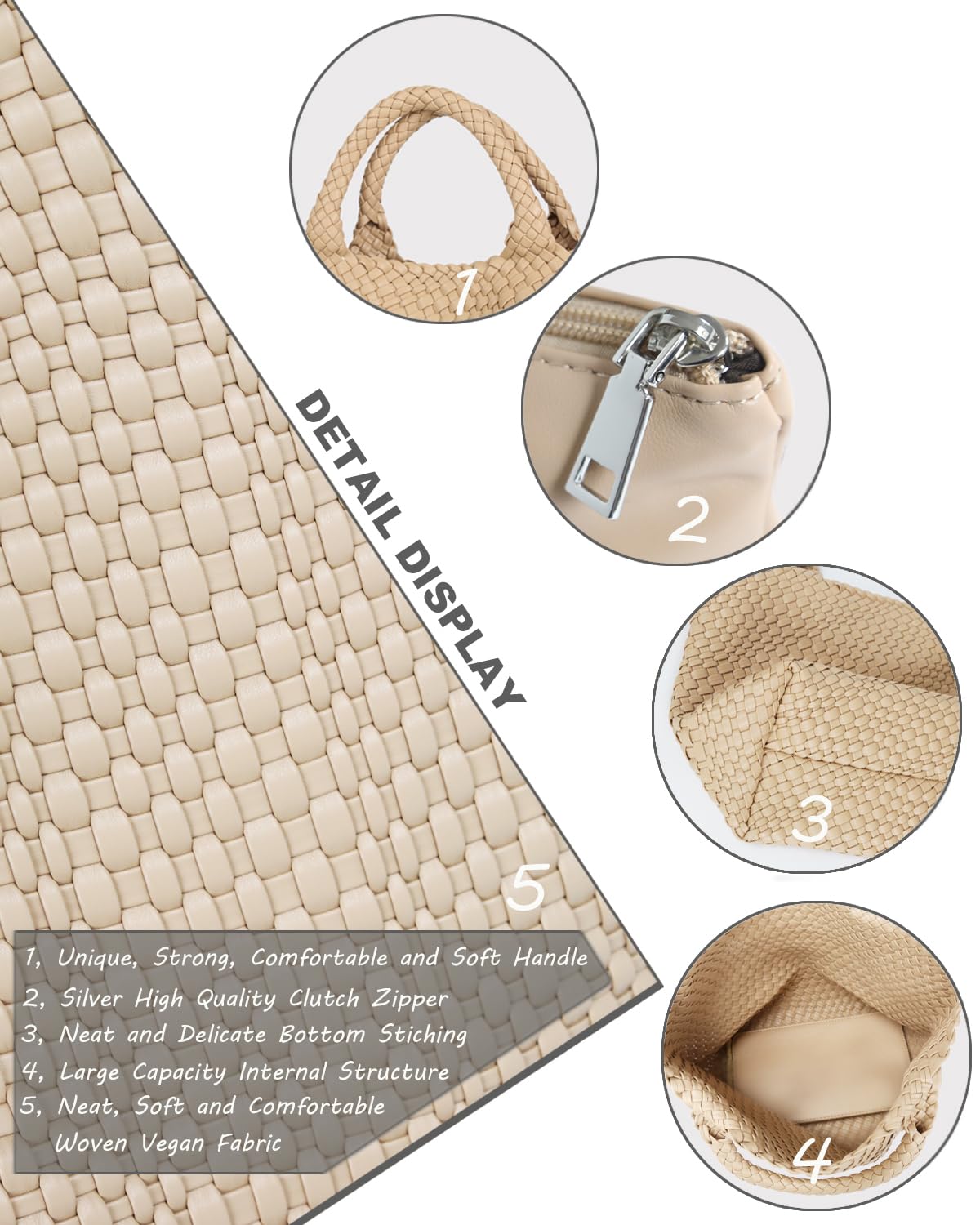 Eco-Friendly Vegan Leather Tote Bag for Women - Large Woven Shoulder Bag with Purse, Perfect for Beach, Travel, Work & Daily Use