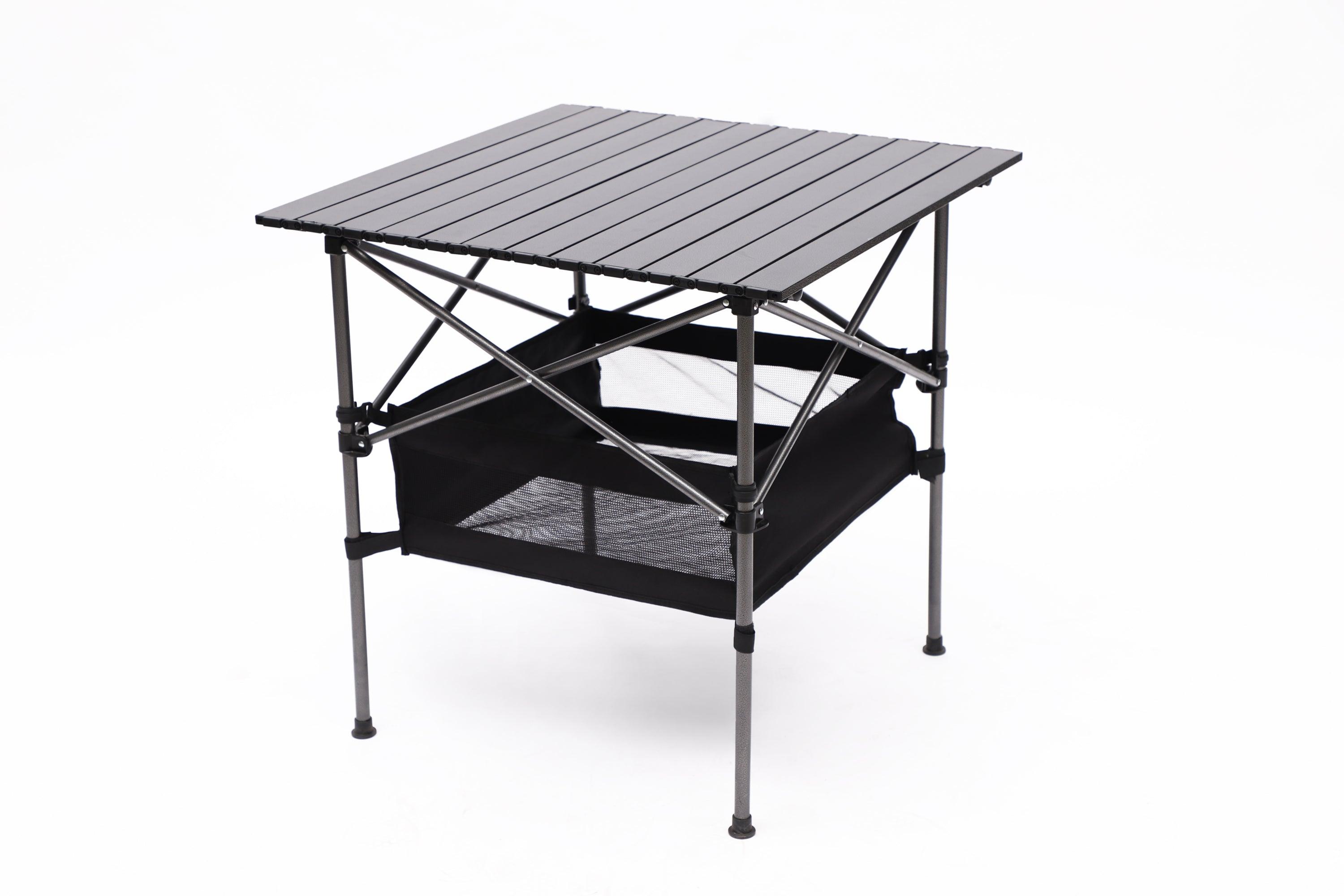 Lightweight Aluminum Folding Outdoor Table with Carrying Bag - Portable Roll Up Square Table for Camping, Picnics, Beach, Backyard, BBQ, Party (27.56x27.56x27.56 Inches, Black) - Perfect for Outdoor Adventures, Tailgating & Small Space Living